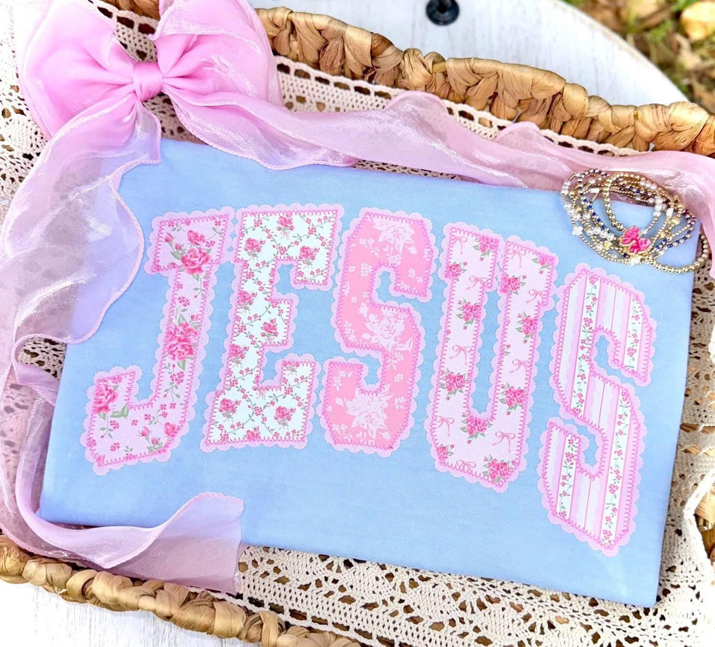 Jesus Faux Lace DTF Deal - Comfort Colors
