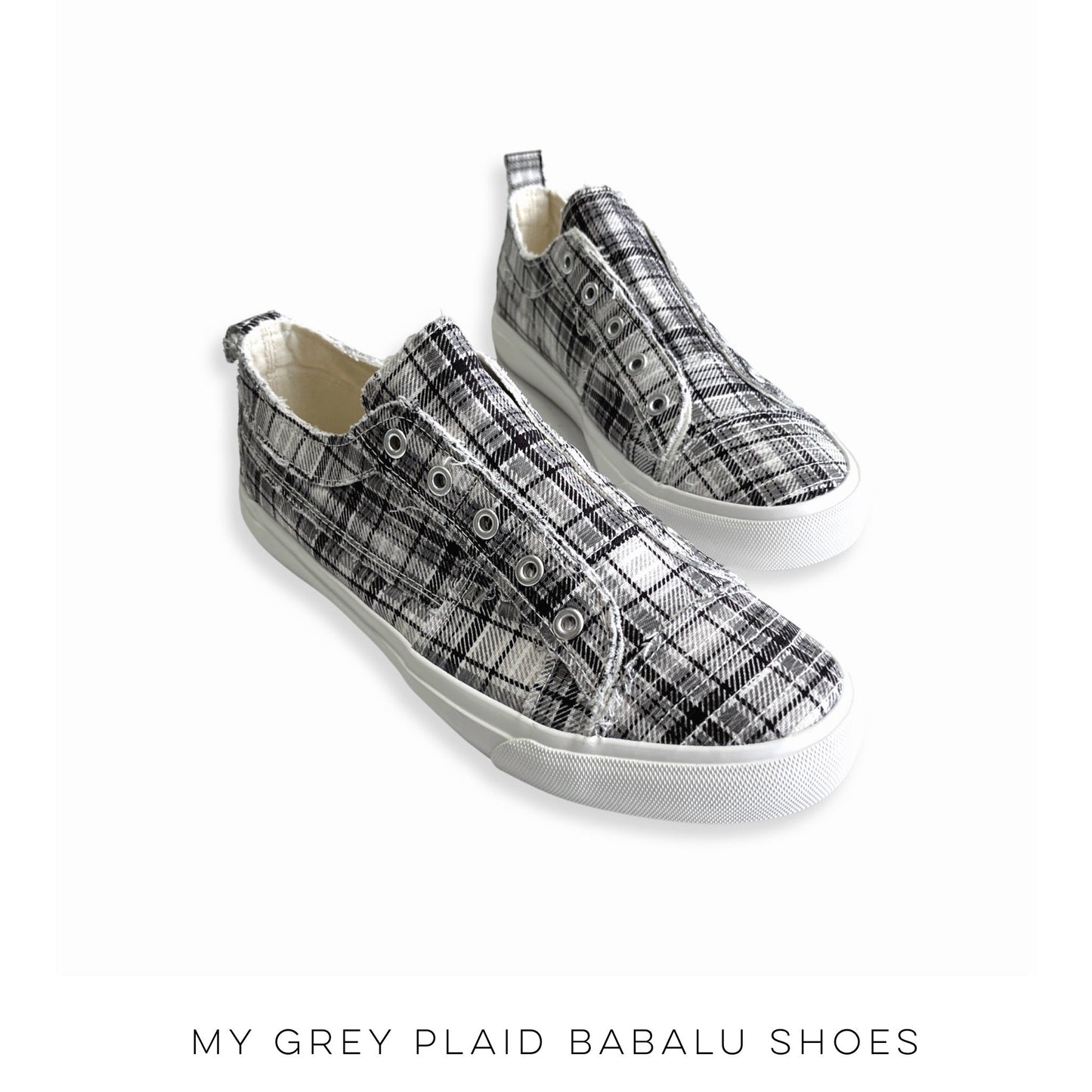 My Gray Plaid Babalu Shoes
