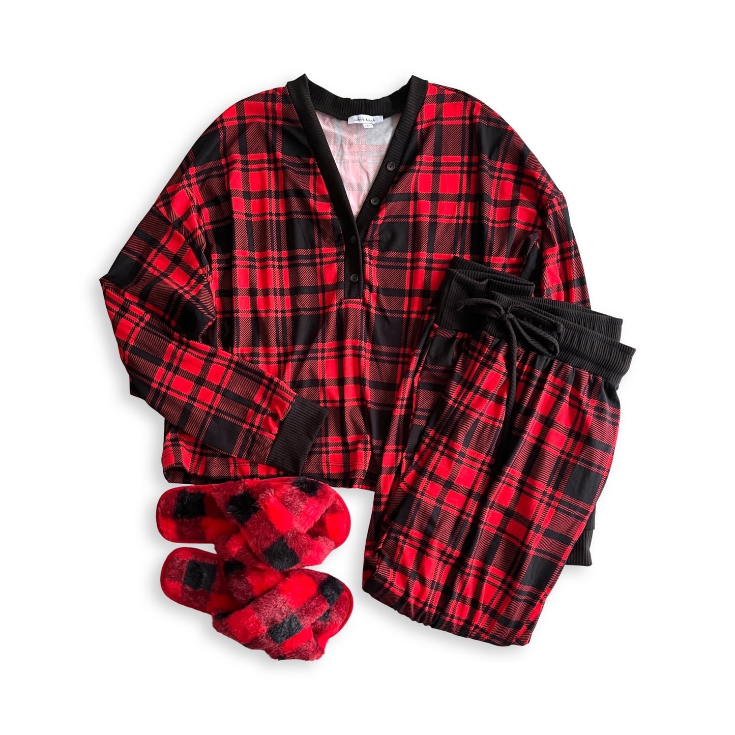 Criss Cross Red Plaid Slippers