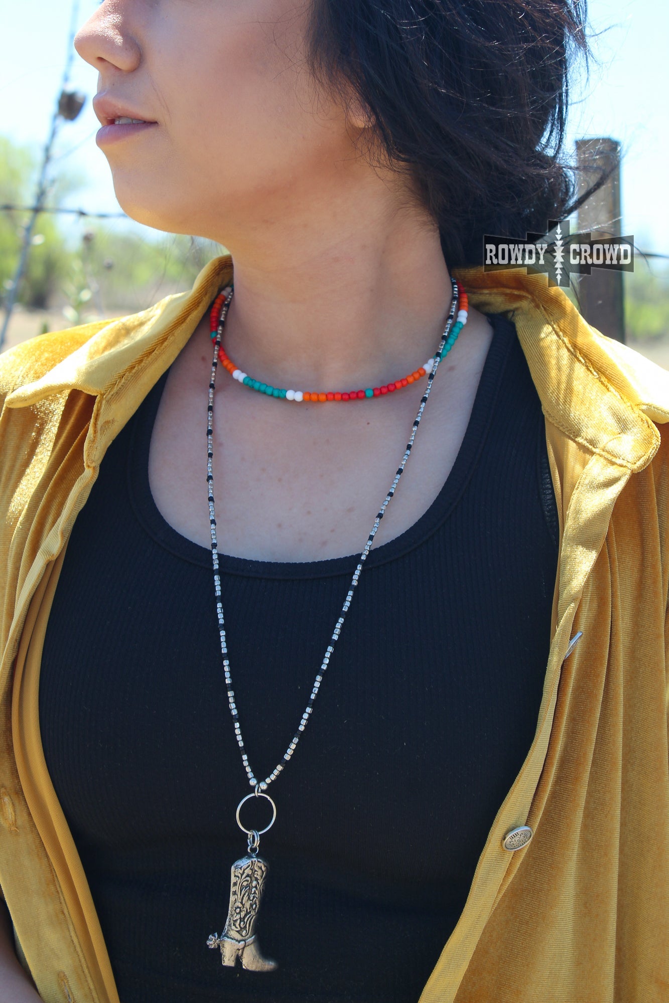 western jewelry, western necklace, western accessories, western wholesale, western jewelry wholesale, cowgirl necklace, western style necklace, womens western necklace, western beaded necklace, silver boot necklace, western boot necklace, western pendant necklace, western boot pendant necklace, western long necklace