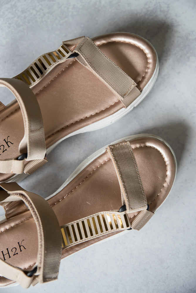 On The Move Sandals in Rose Gold