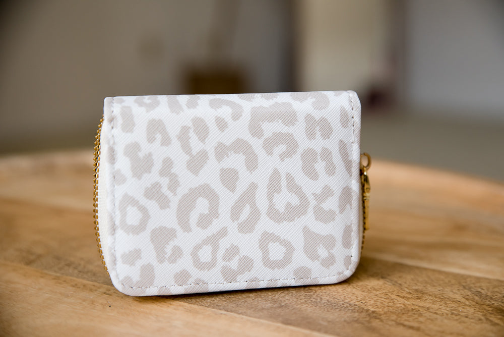 Adventure Mini Wallet In White Leopard