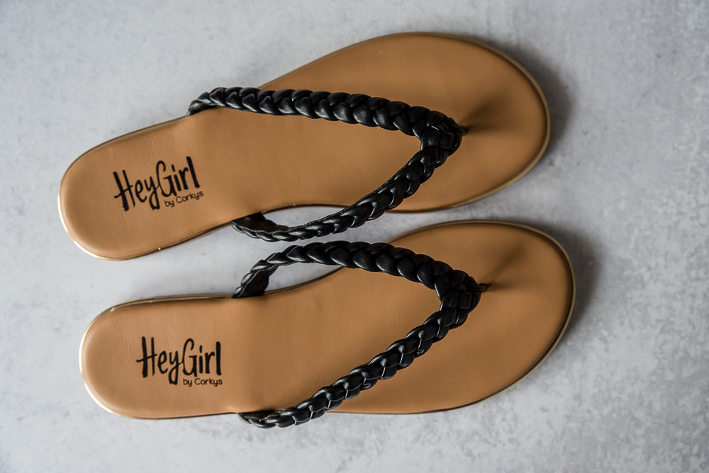 Pigtail Sandals in Black