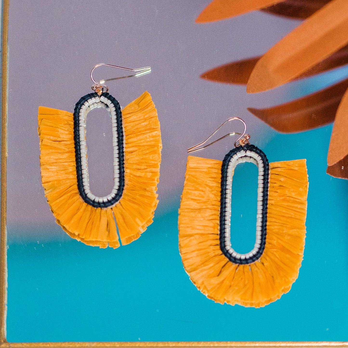 Mustard Raffia Earrings