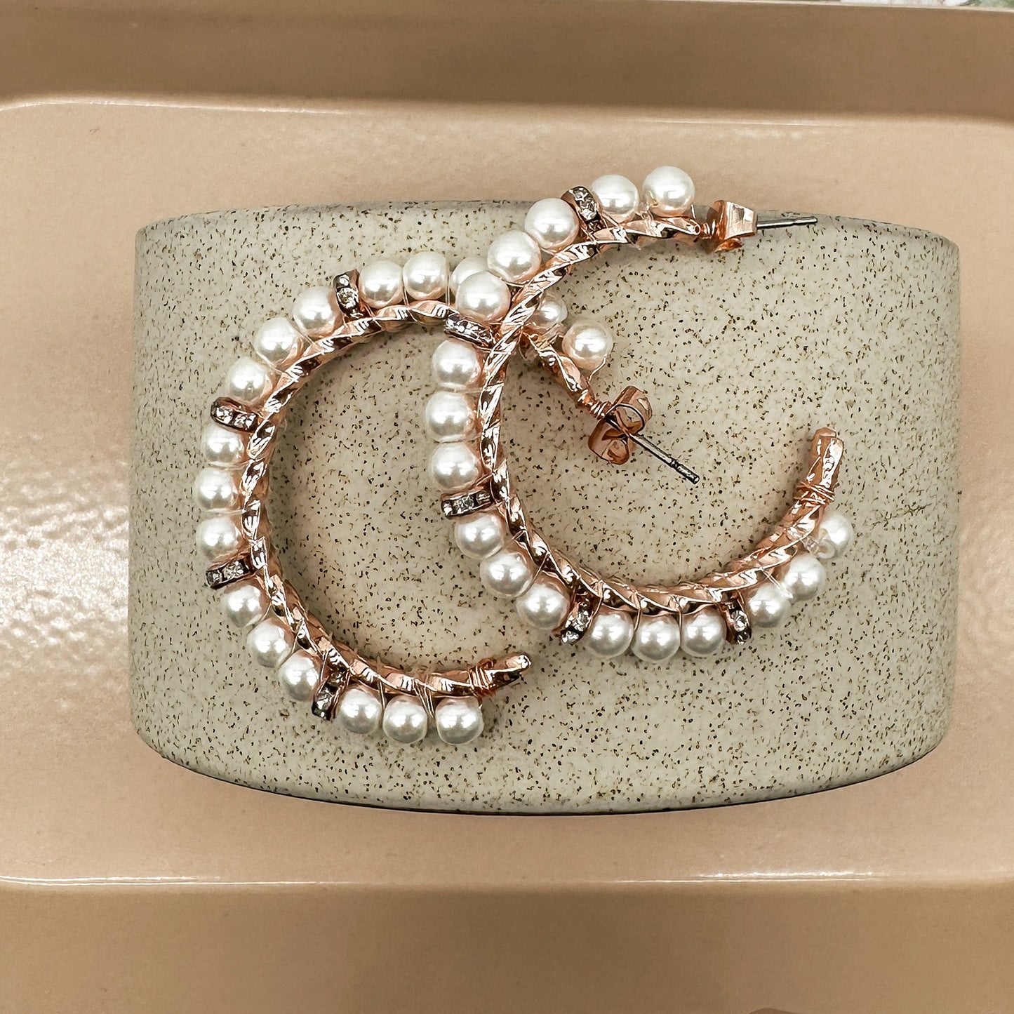 Pearl and Copper Hoops