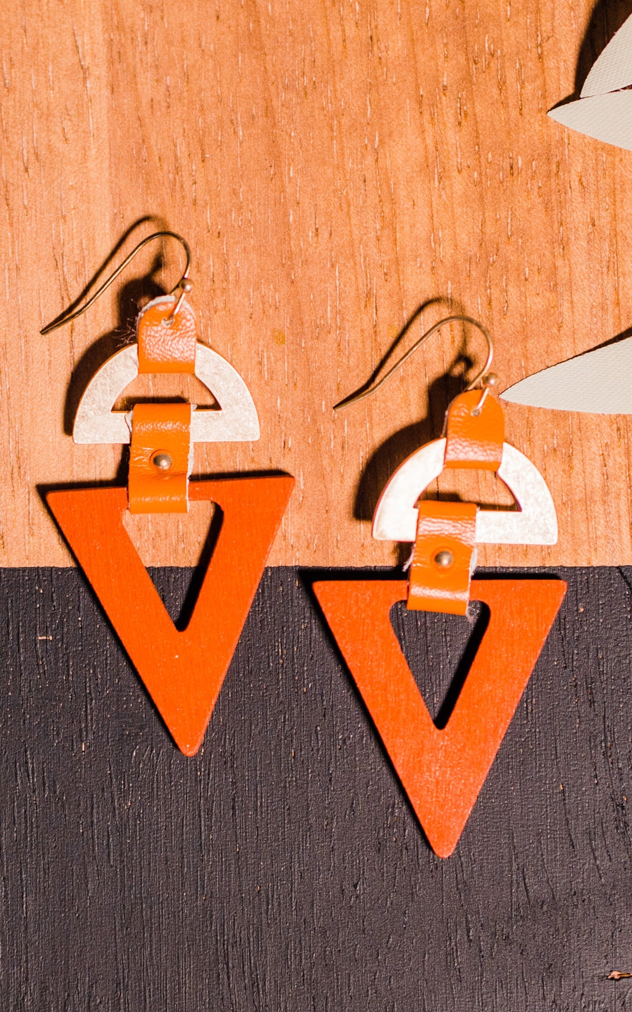 Rust and Gold Triangle Earrings
