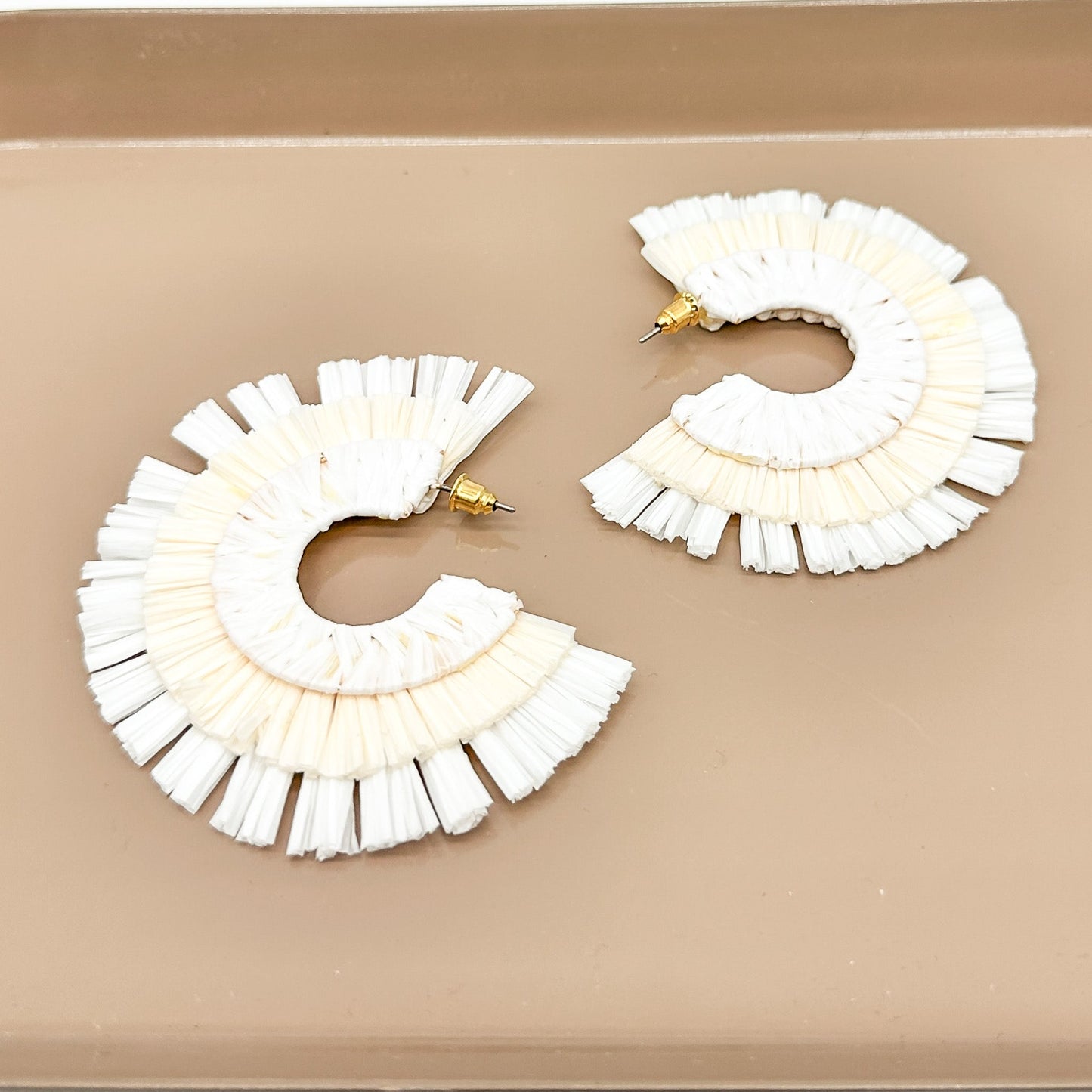 White and Cream Raffia Hoops