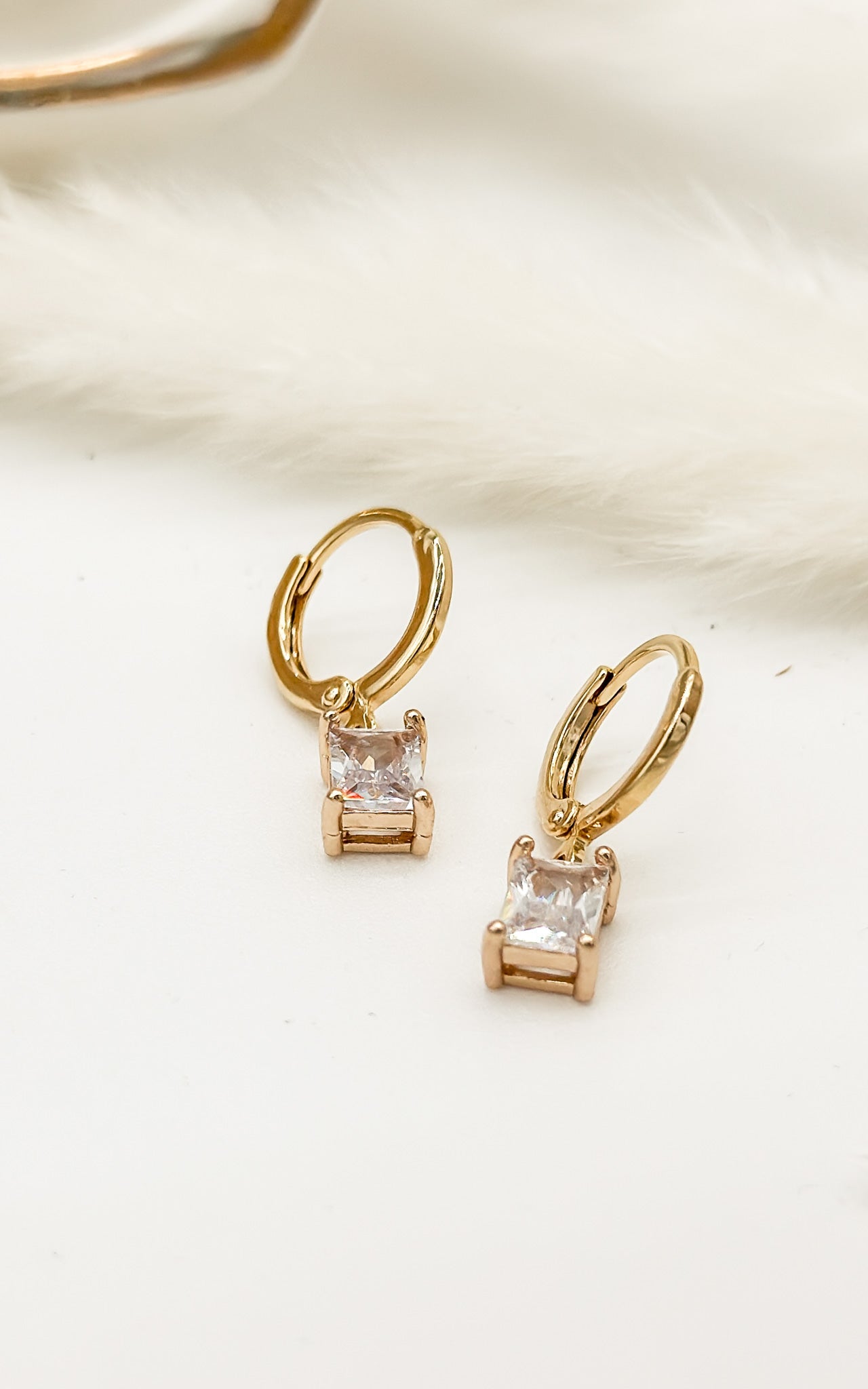 Square Crystal Drop Hoops