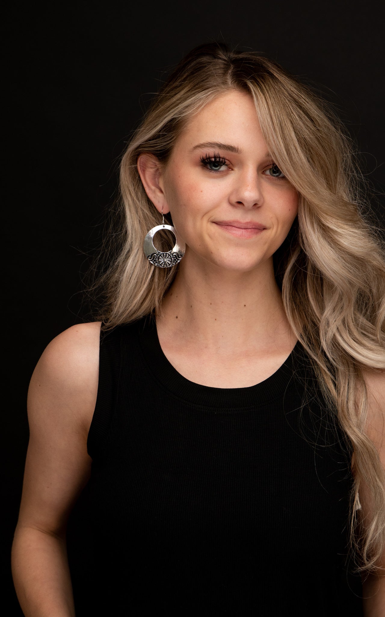 Silver Stamped Circle Earrings