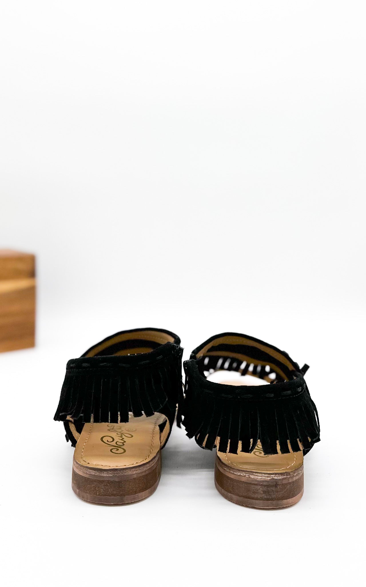 Naughty Monkey Fringe Star Sandal in Black