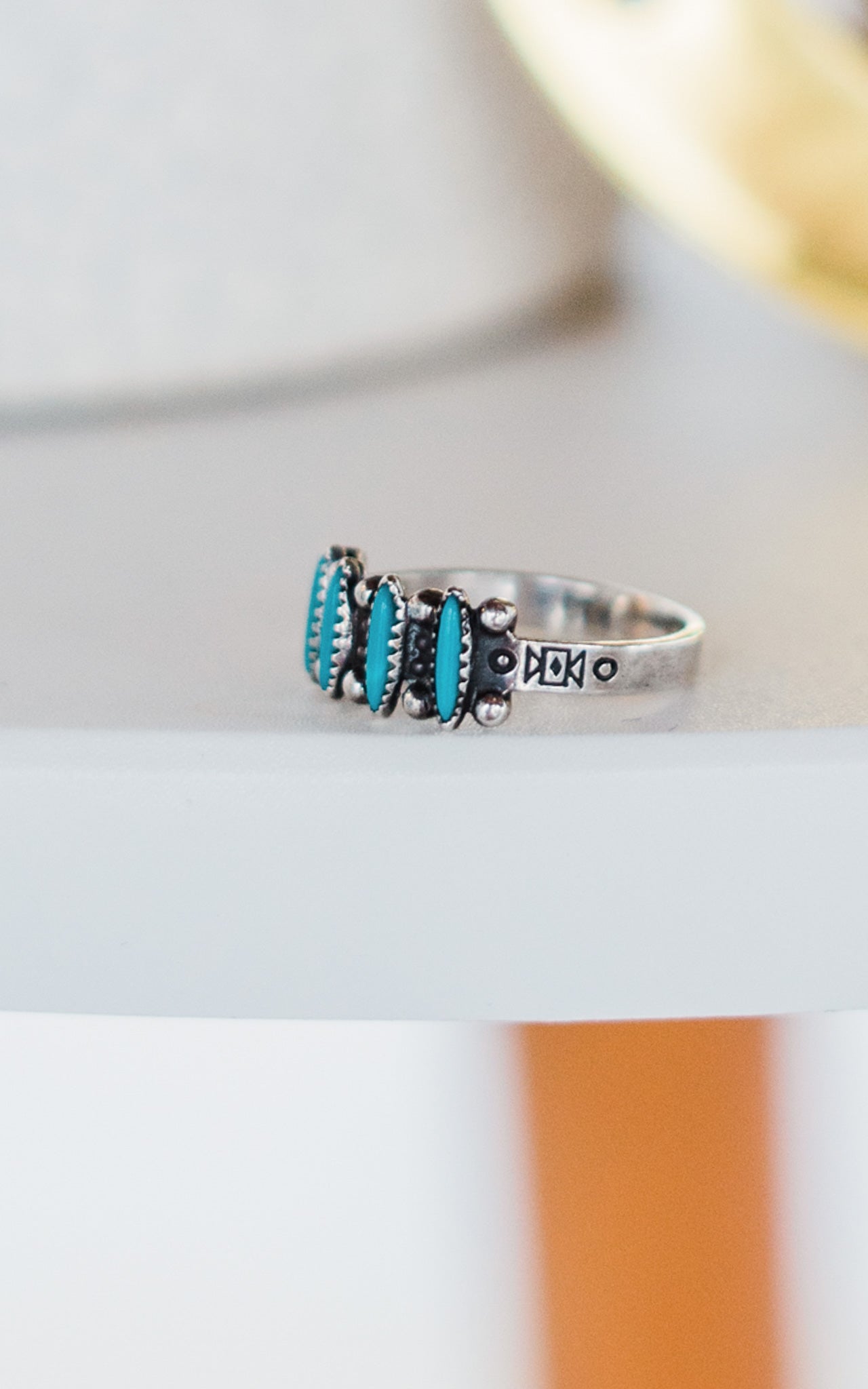 Old Pawn Turquoise Needlepoint Ring