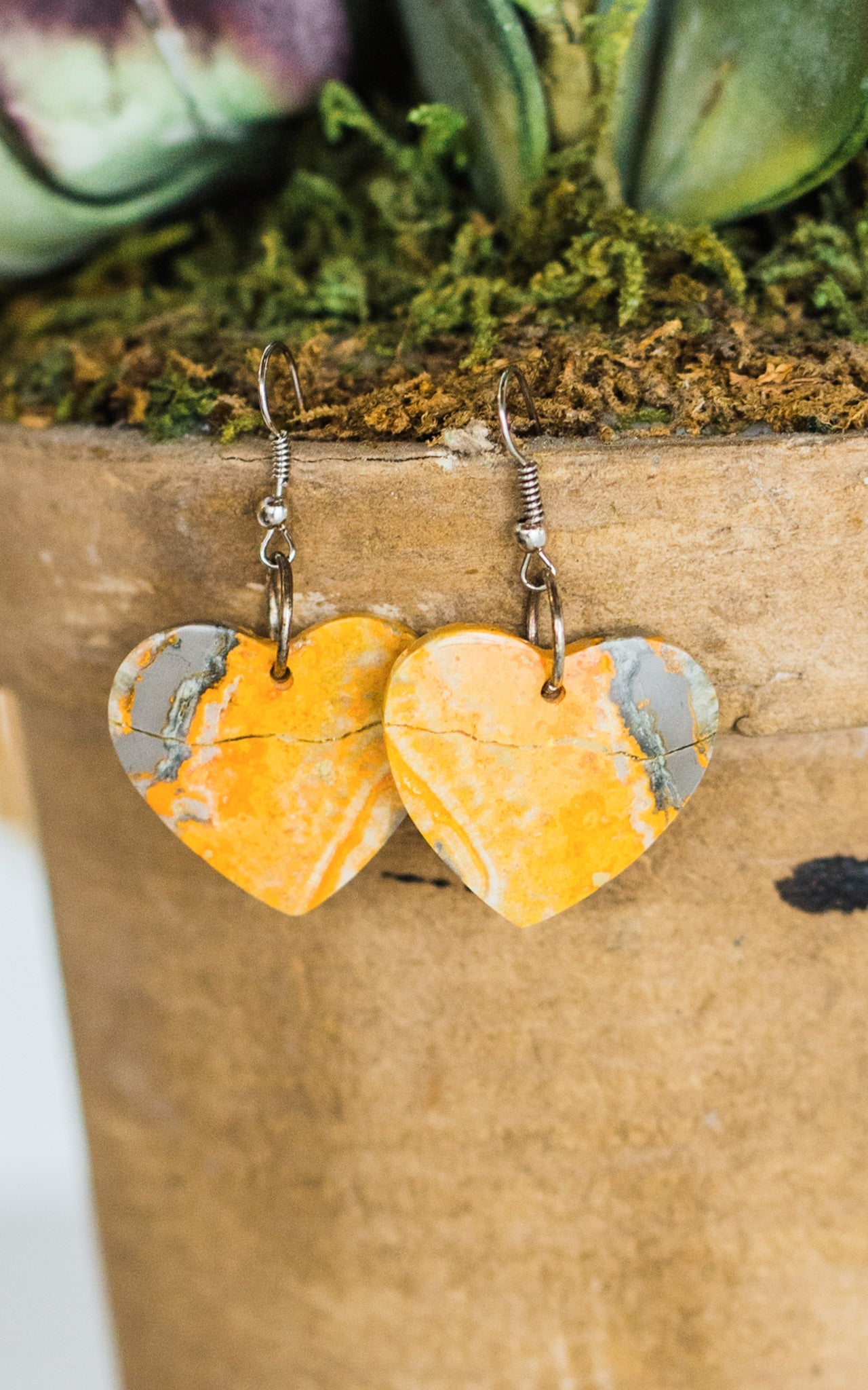 Bumble Bee Jasper Slab Earrings