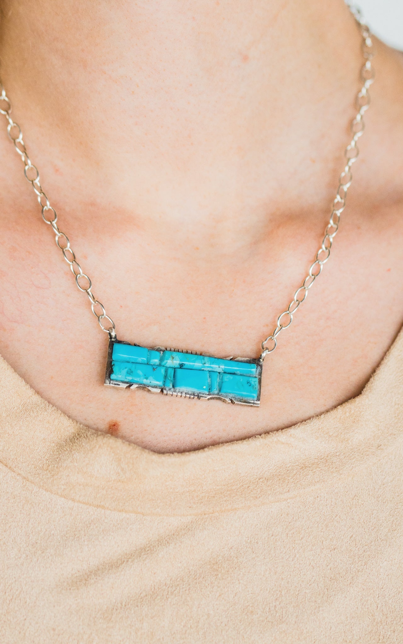 Steve Francisco Kingman Turquoise Bar Necklace