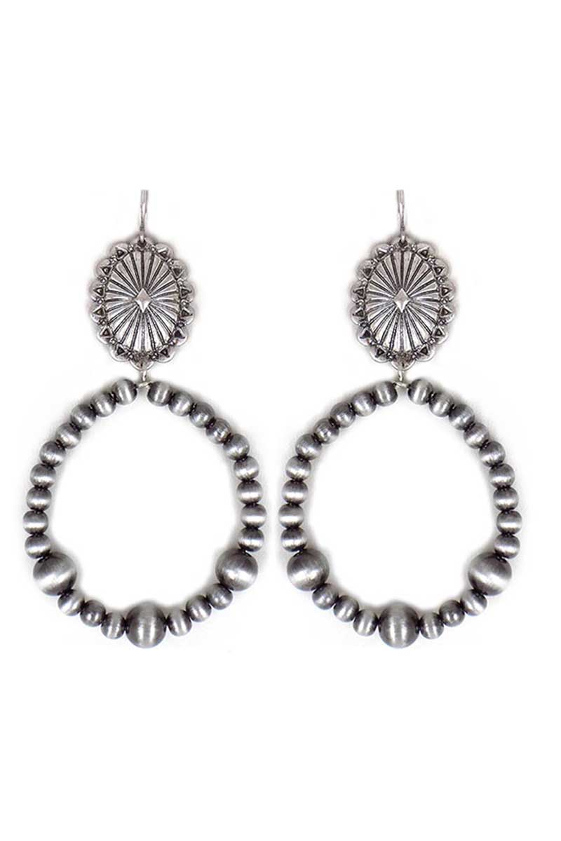 CAMERON CONCHO AND SILVER PEARL HOOP EARRINGS