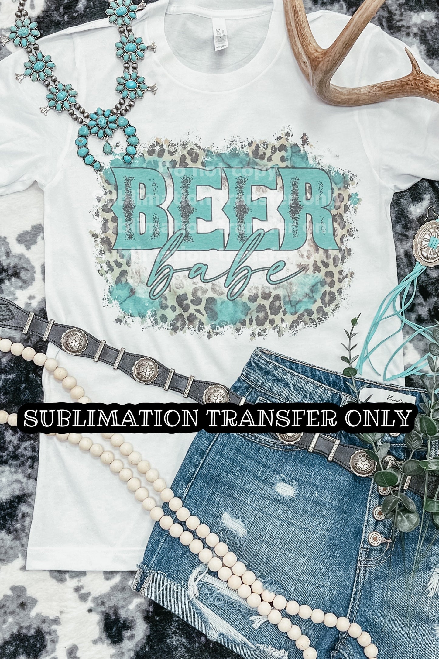 SUB TRANSFER- Turq Leopard Beer Babe