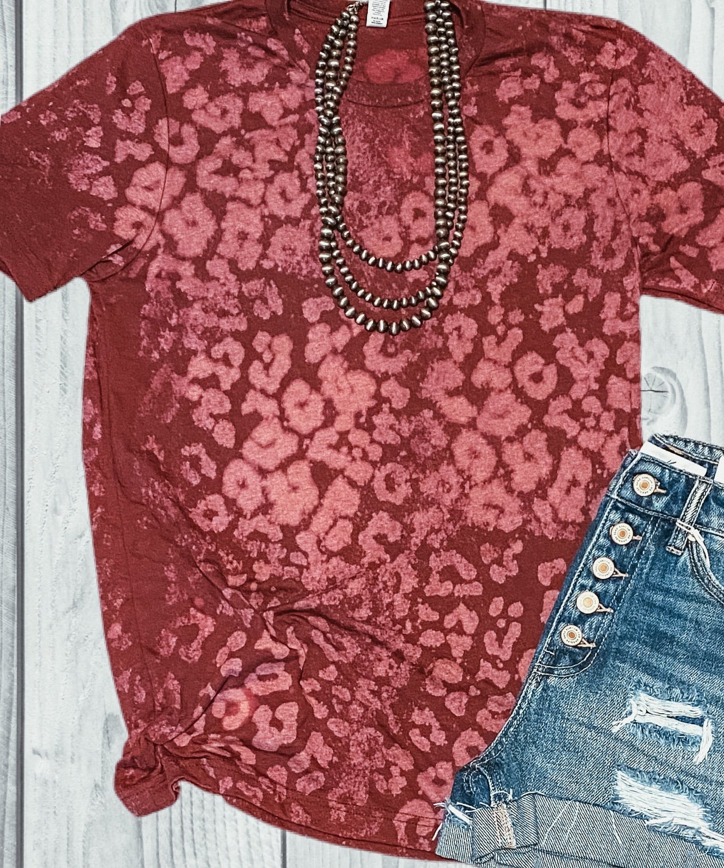 Plain Maroon Bleached Leopard