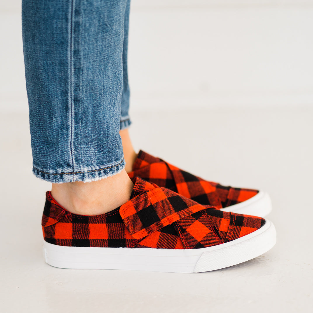 Gypsy Jazz Plaid Along Sneaker in Red