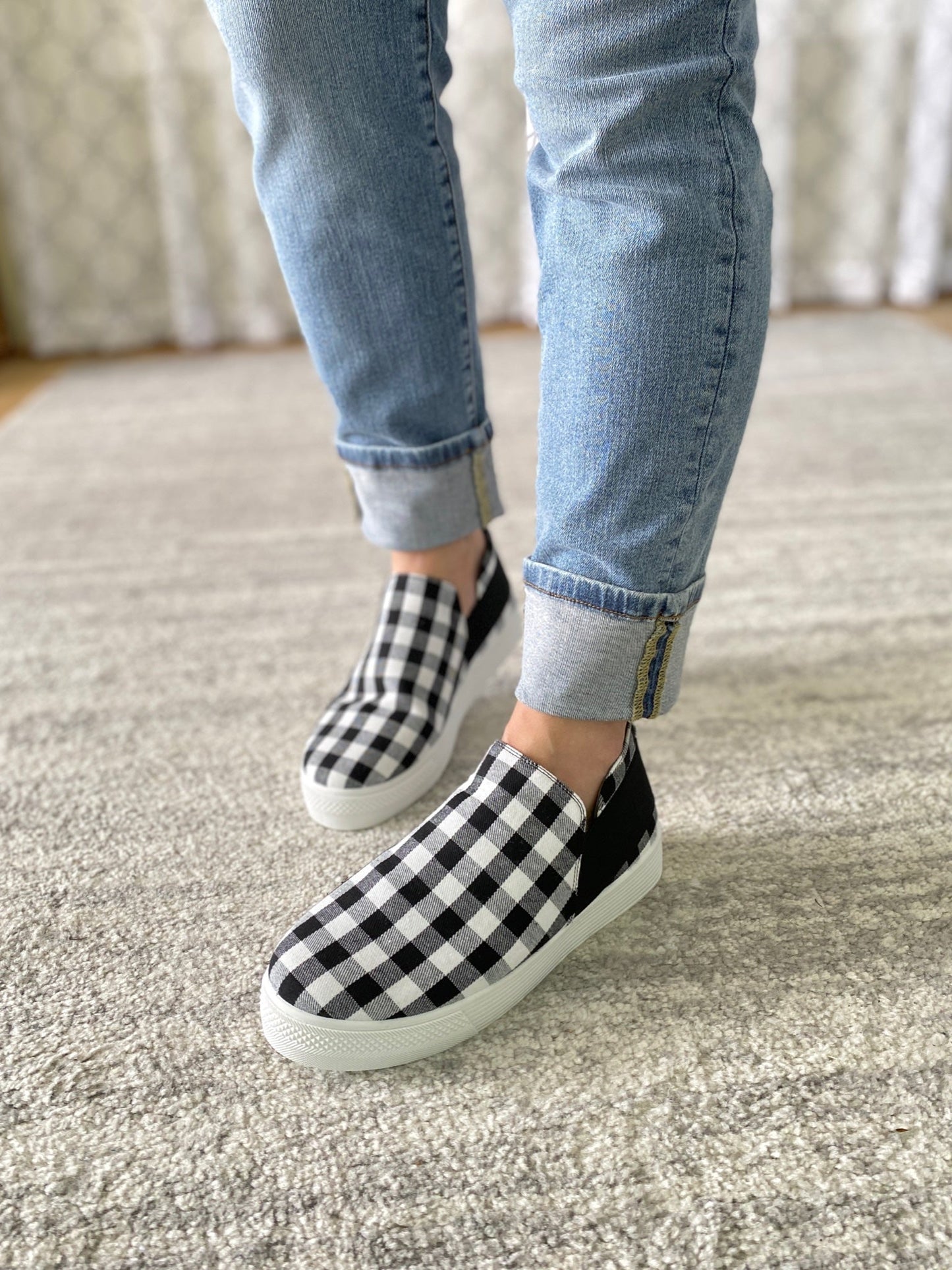 So Sammy Shoes in White Plaid
