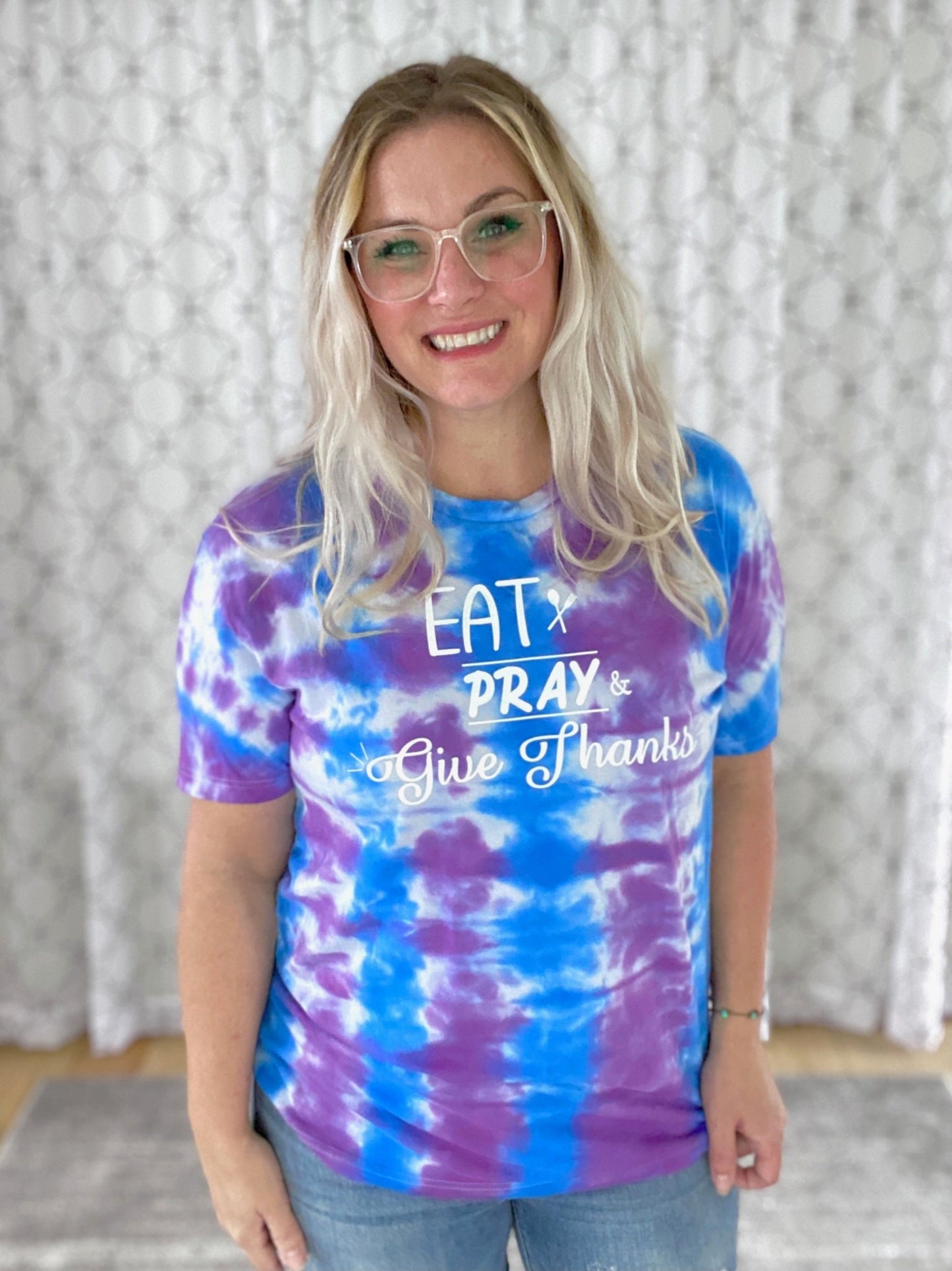Eat Pray Give Thanks Tie Dye Graphic Tee