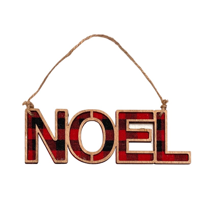 Noel Ornament in Plaid