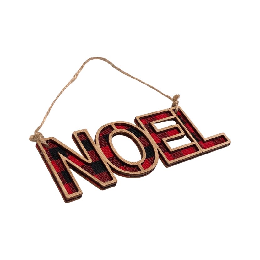 Noel Ornament in Plaid