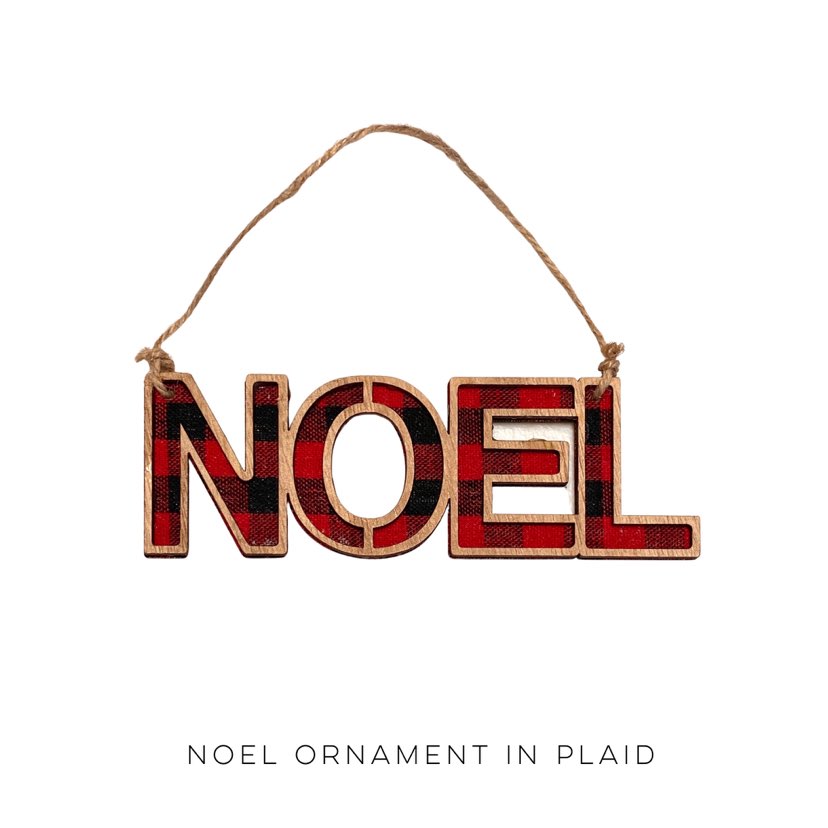 Noel Ornament in Plaid