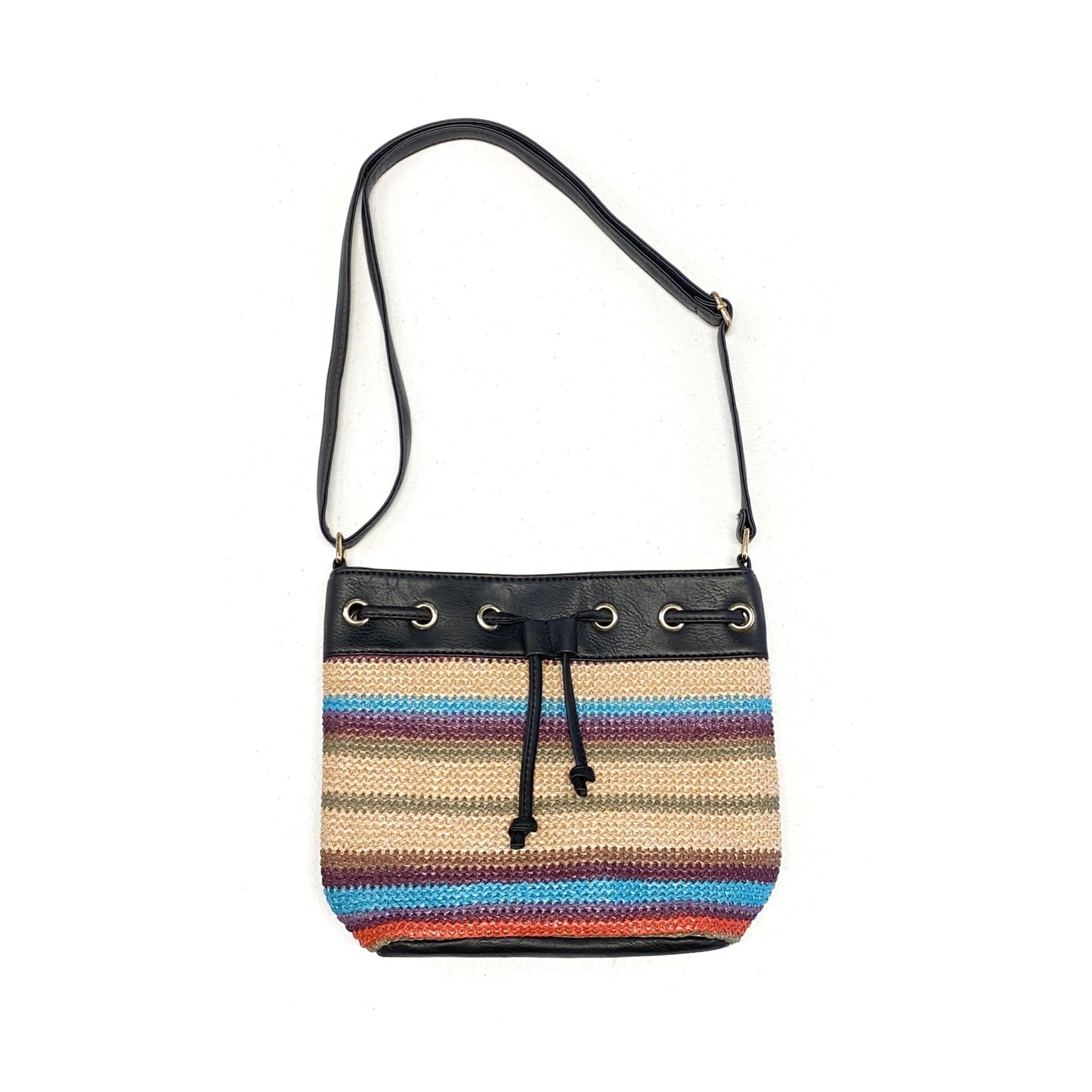 Vintage Bohemian Bucket Bag in Black