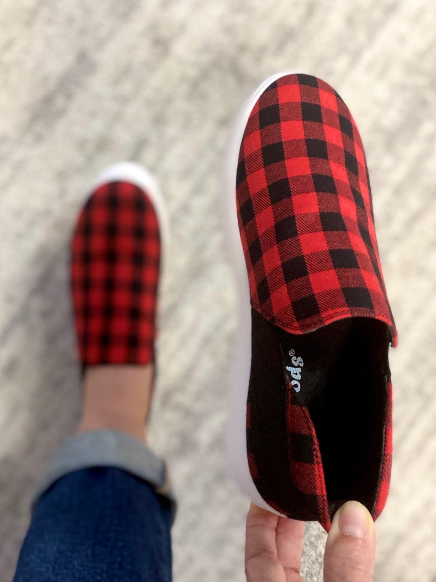 So Sammy Shoes in Red Plaid