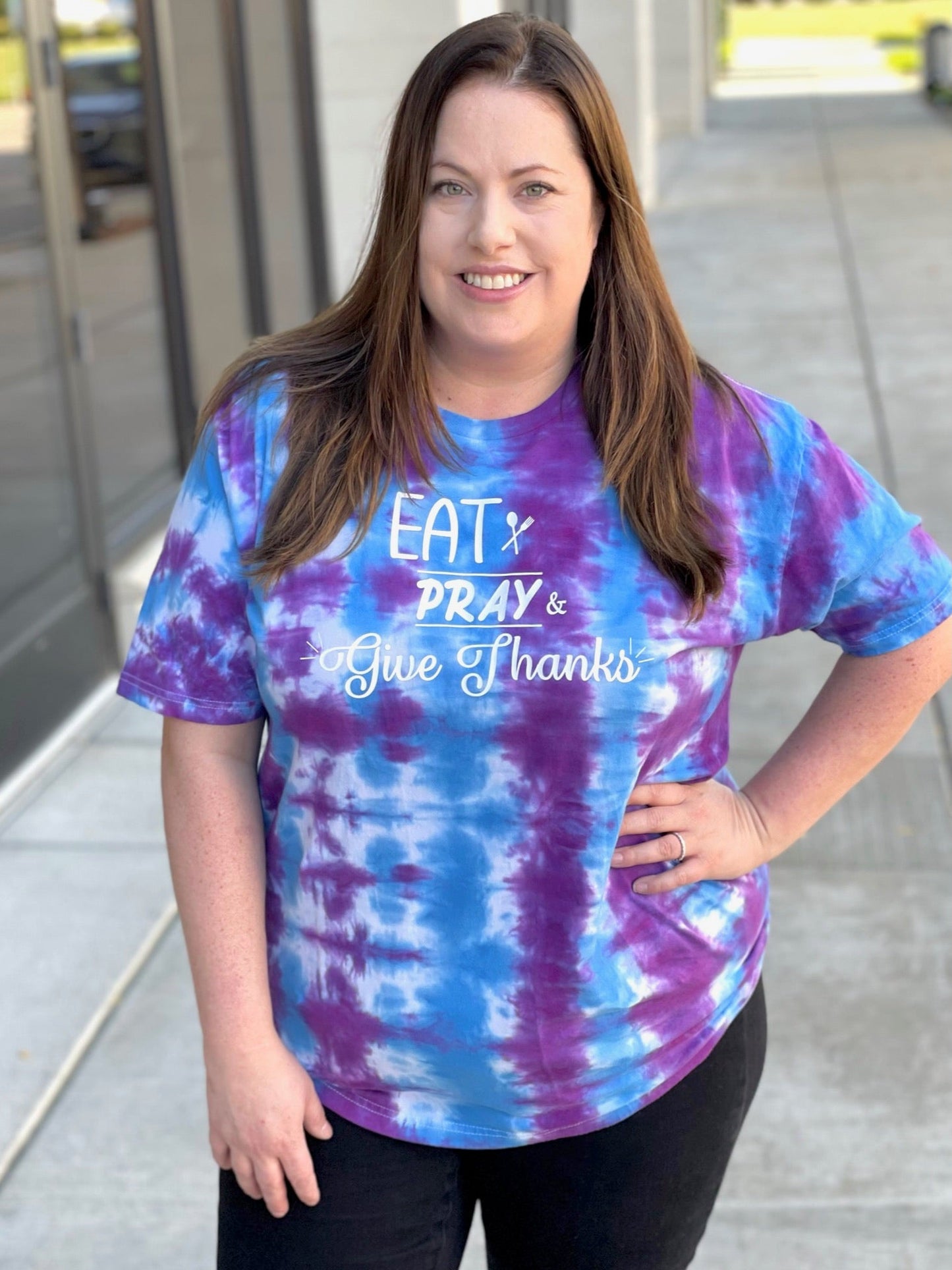 Eat Pray Give Thanks Tie Dye Graphic Tee