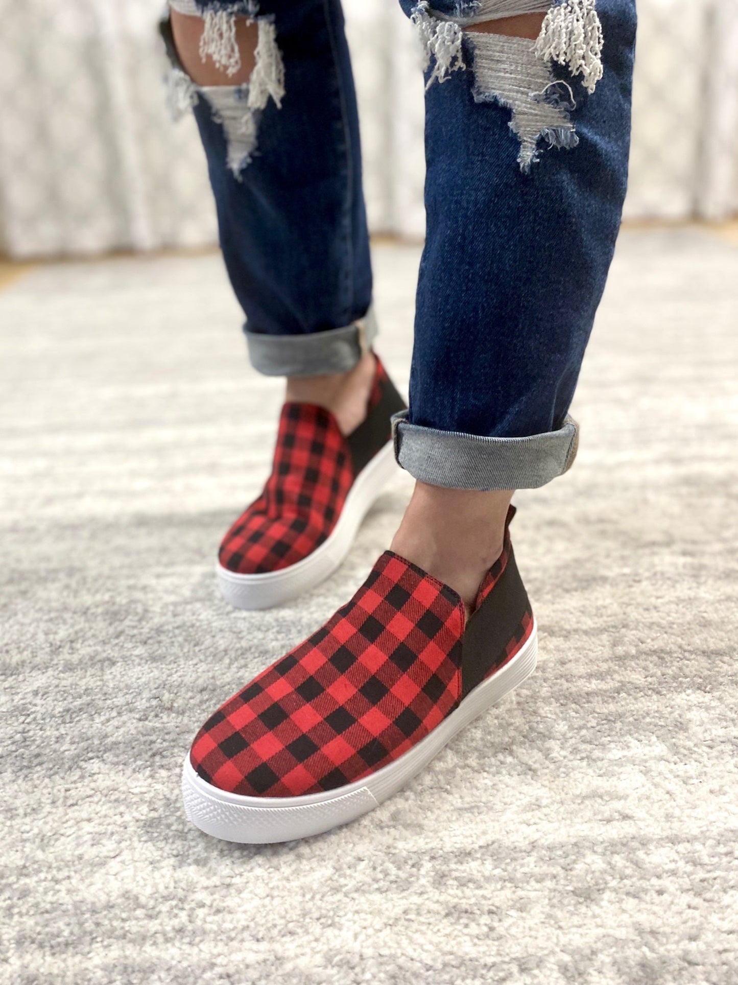 So Sammy Shoes in Red Plaid