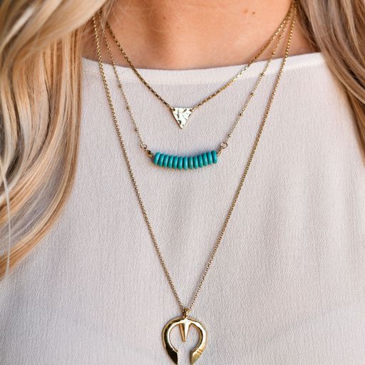Burnished Gold Three Tier Necklace with Naja
