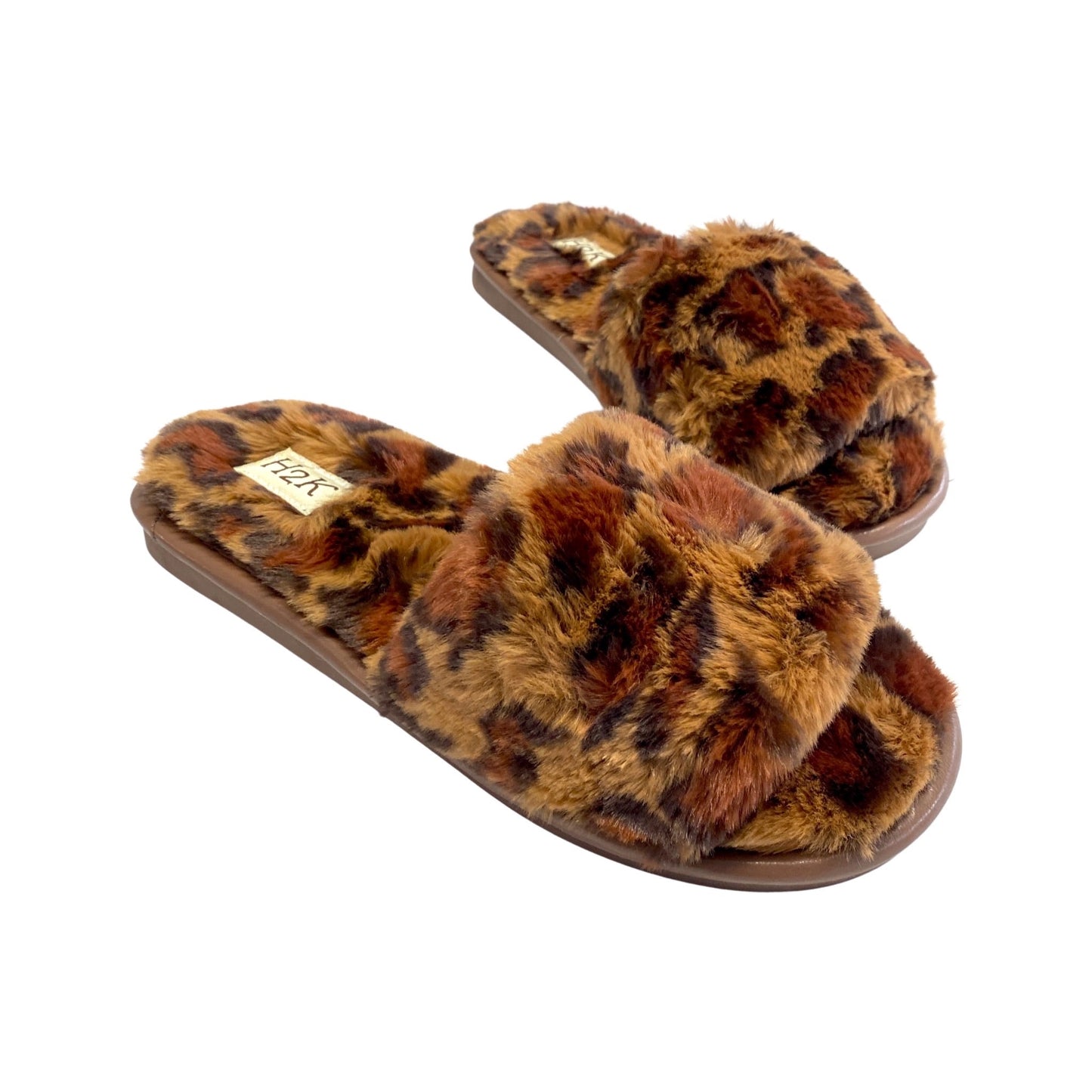 Fuzzy Slipper Sandals in Leopard