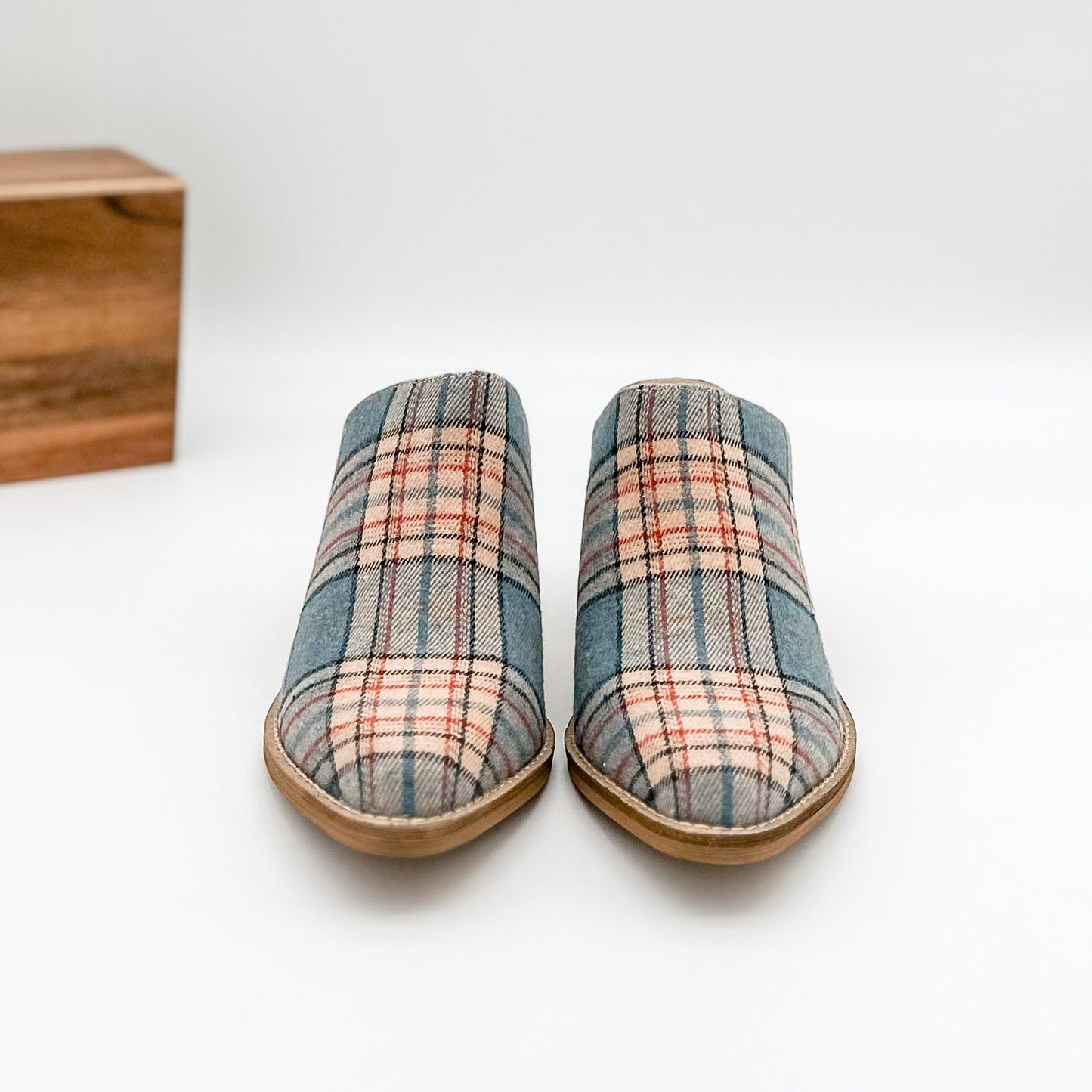 Beast Angela Mules in Blue Plaid