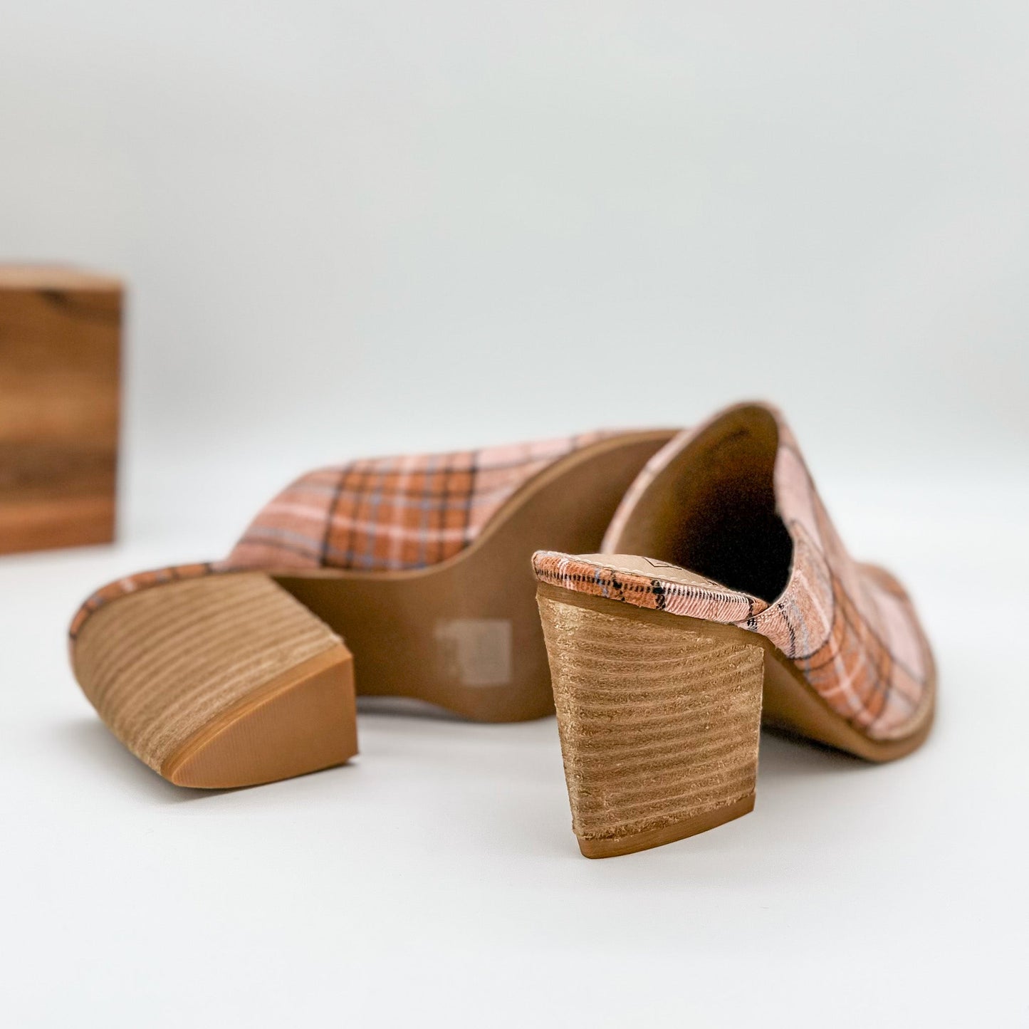 Beast Angela Mules in Blush Plaid