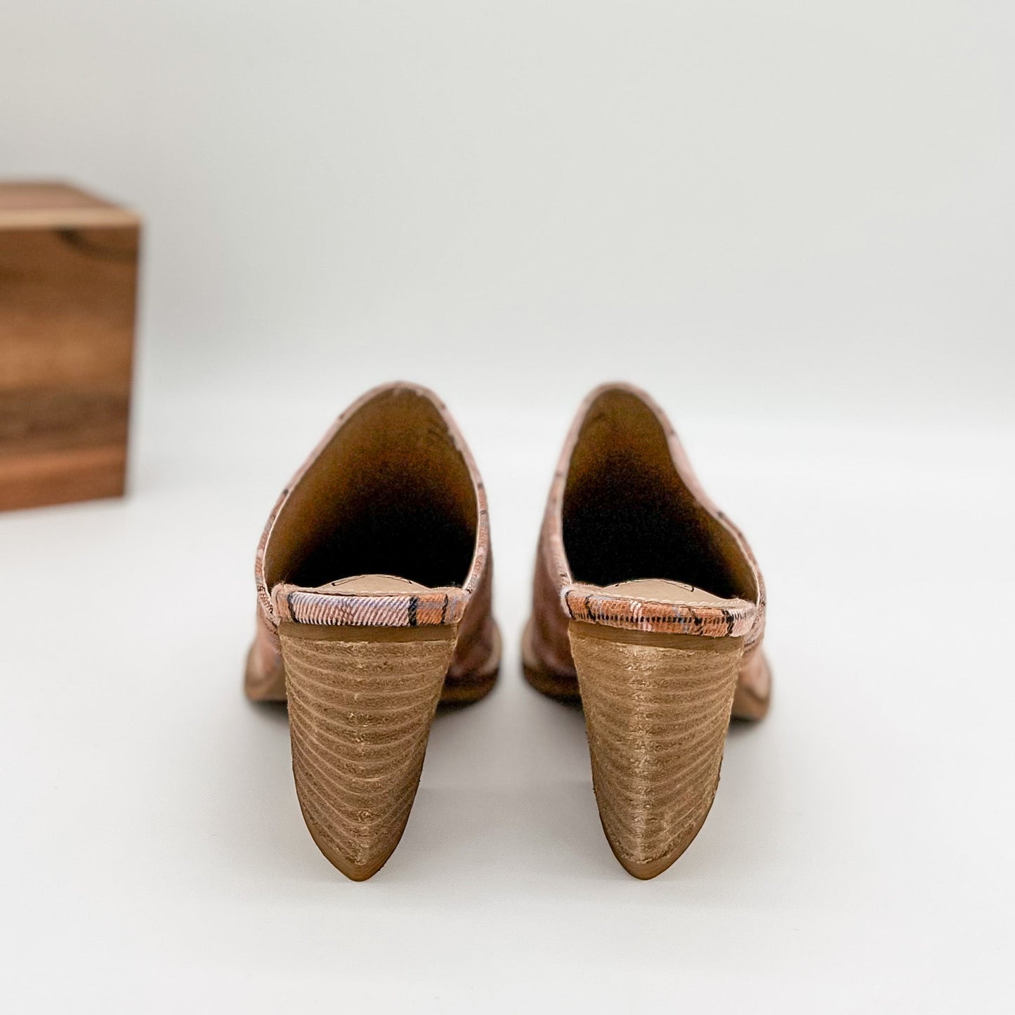 Beast Angela Mules in Blush Plaid