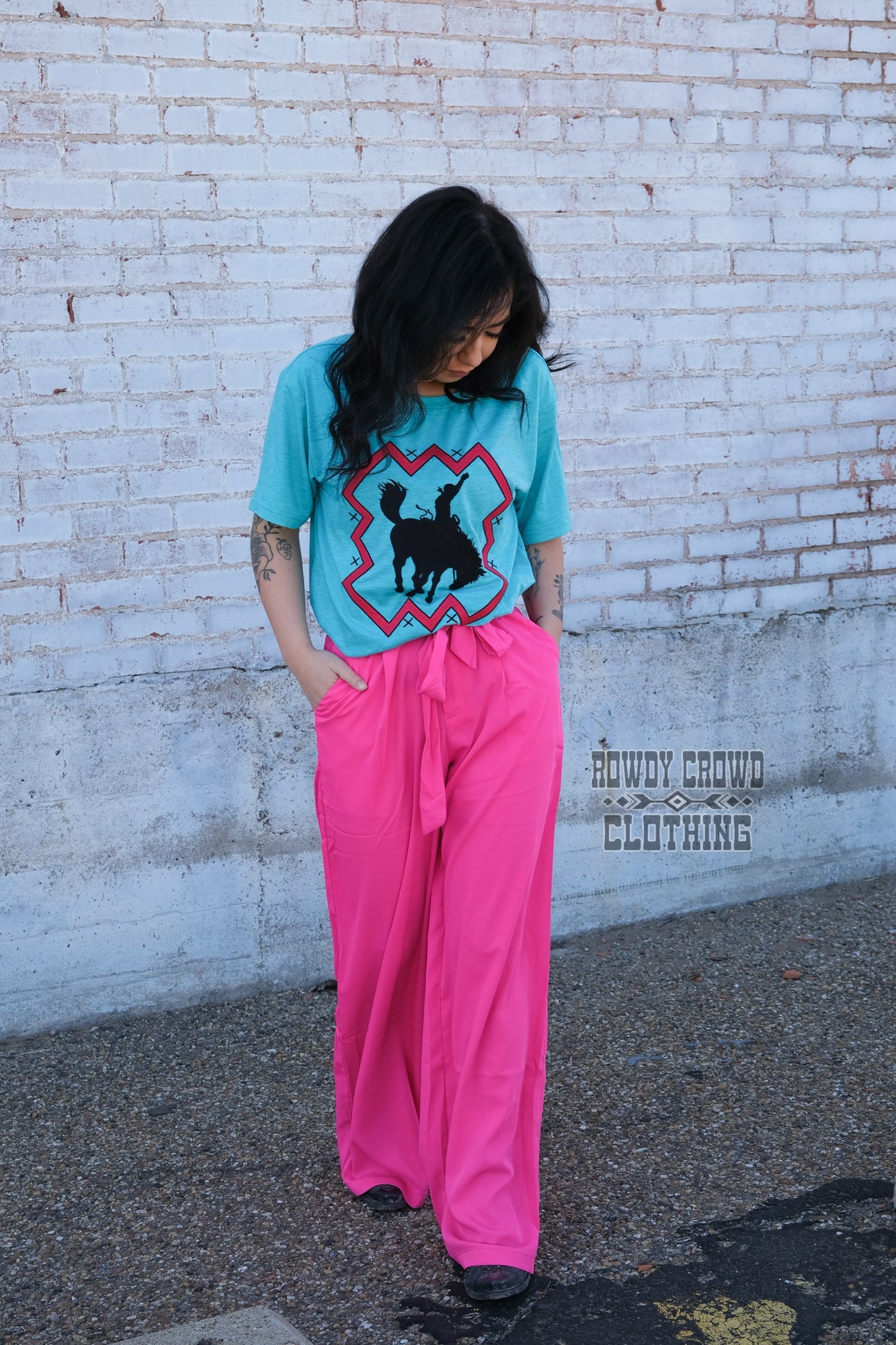 womens apparel, womens western tops, western tops, western apparel, western attire, embroidered tops, southwestern tops, southwestern style, womens western fashion, western wholesale, wholesale clothing and accessories wholesale clothing, western wholesale clothing, bronc, bronc riding, bronc tee, bronc riding tee
