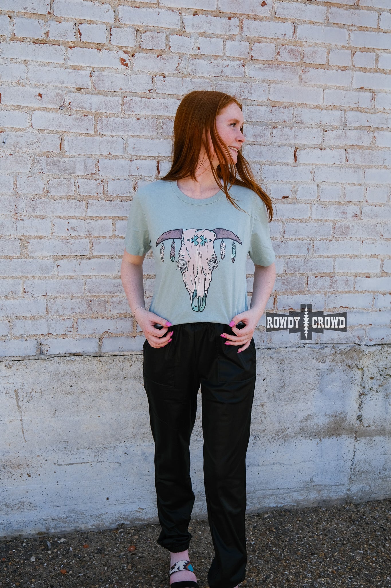 western apparel, western graphic tee, graphic western tees, wholesale clothing, western wholesale, women's western graphic tees, wholesale clothing and jewelry, western boutique clothing, western women's graphic tee, steer skull tee, disco steer skull, western boho tee, western steer skull