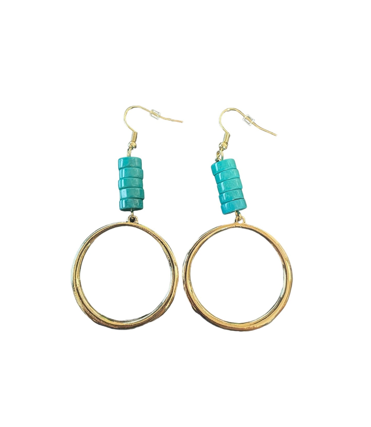 Gold Hoop with Turquoise Accent Earrings