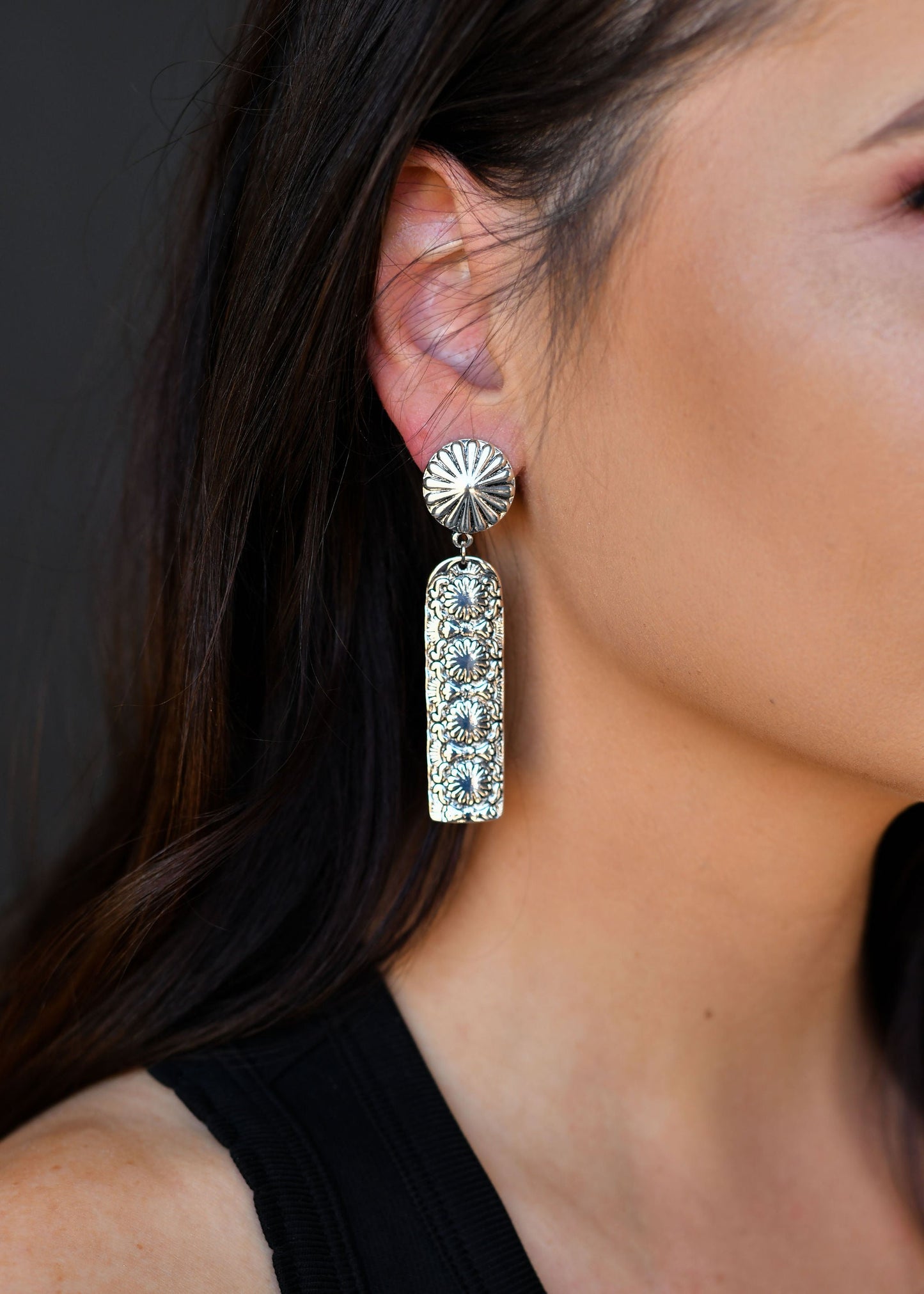 Silver Burst Elongated Earring