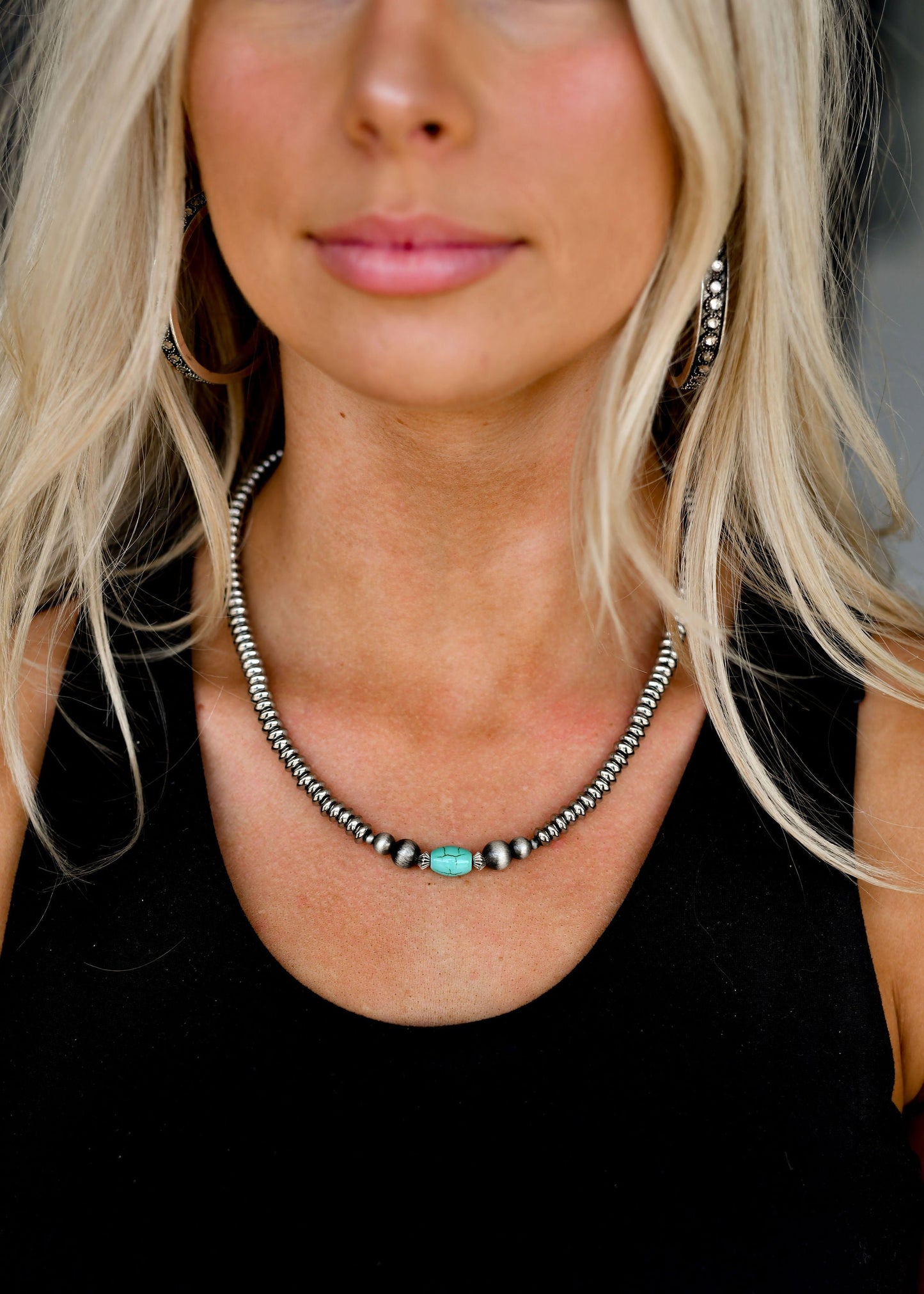 Disc Bead and Turquoise Necklace