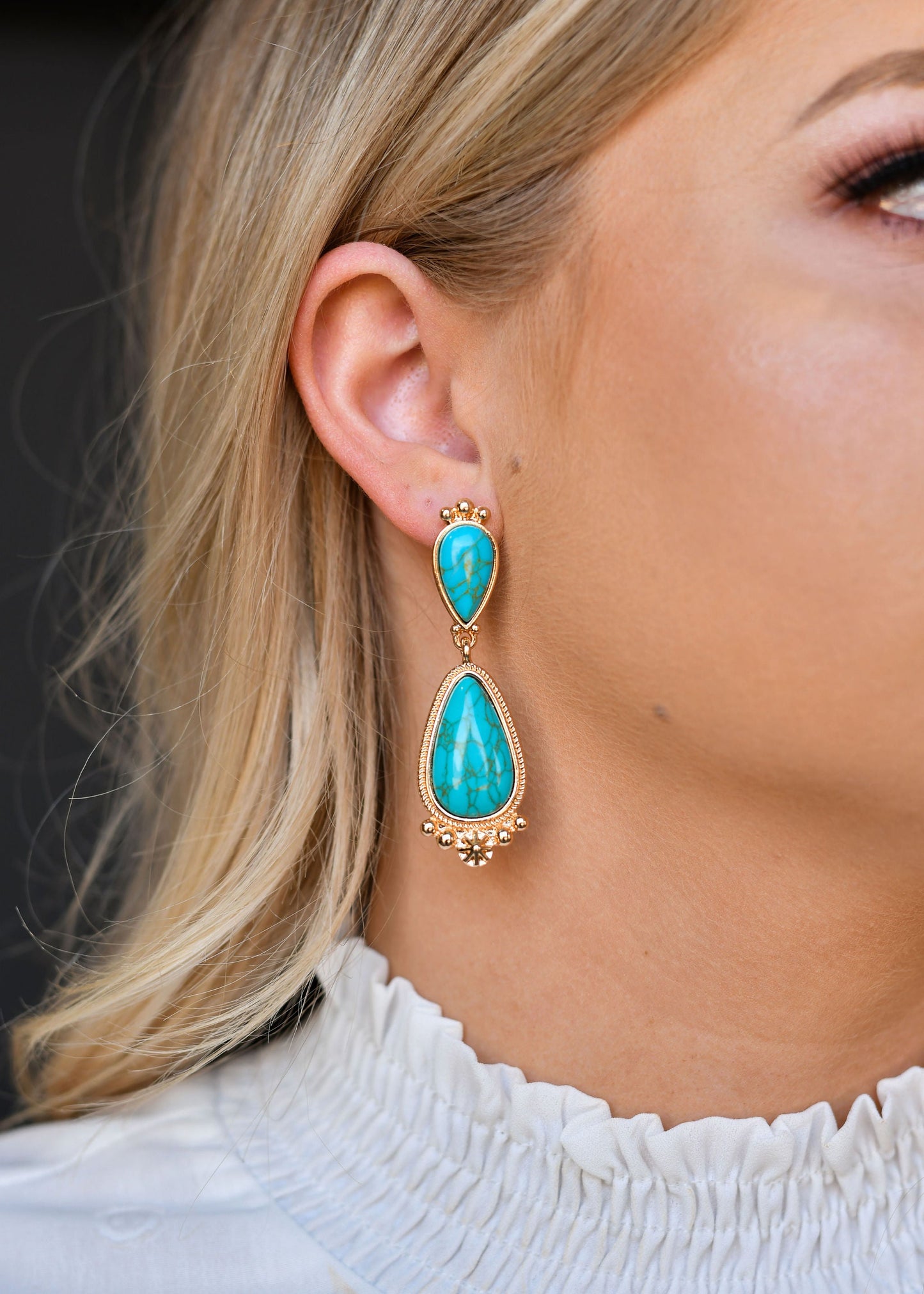 Turquoise and Gold Teardrop Earrings