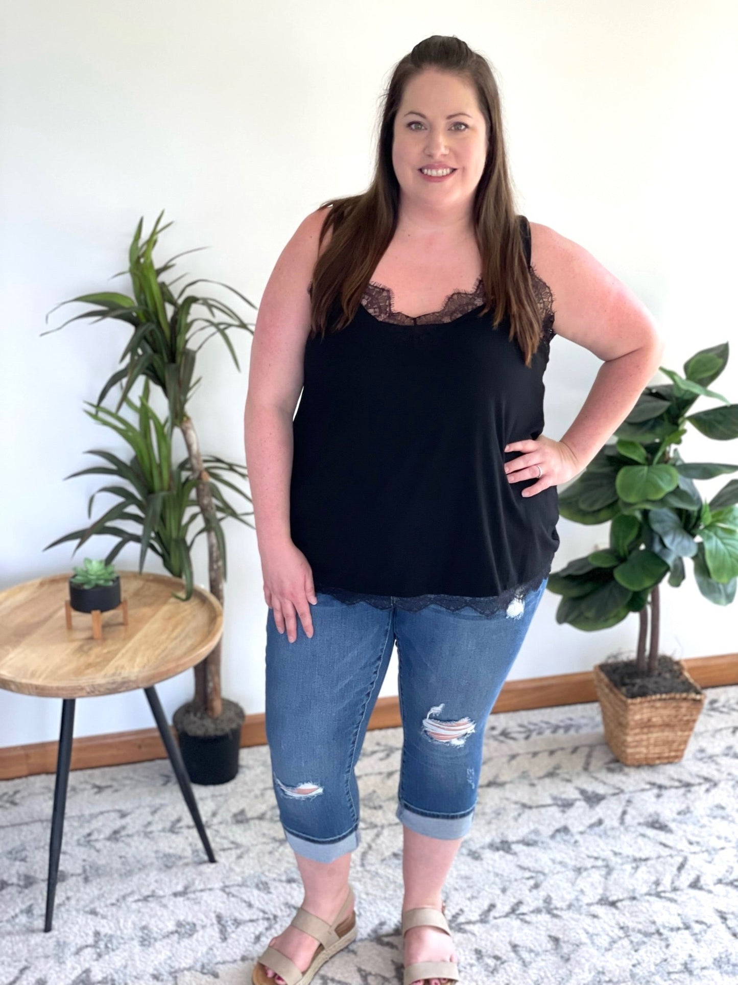 Living in Lace Tank in Black