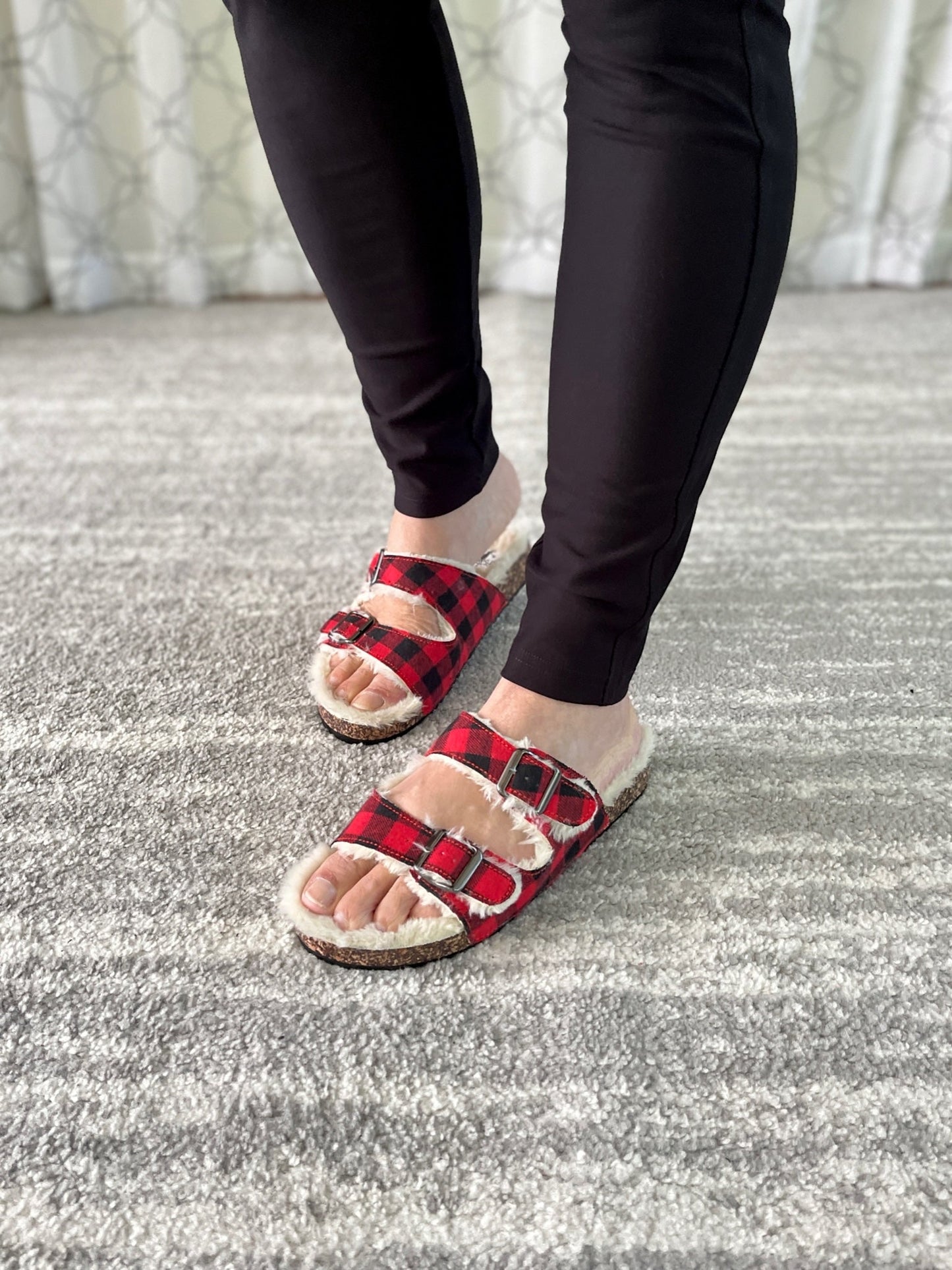 Laid Back Sandals in Red Plaid