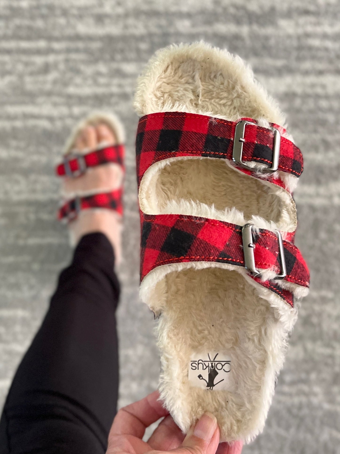 Laid Back Sandals in Red Plaid