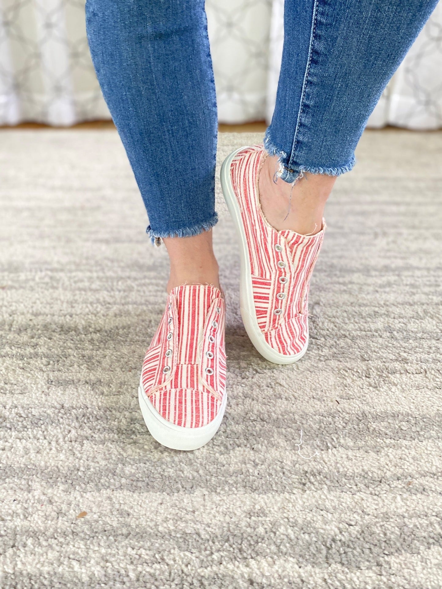 My Red Striped Babalu Shoes