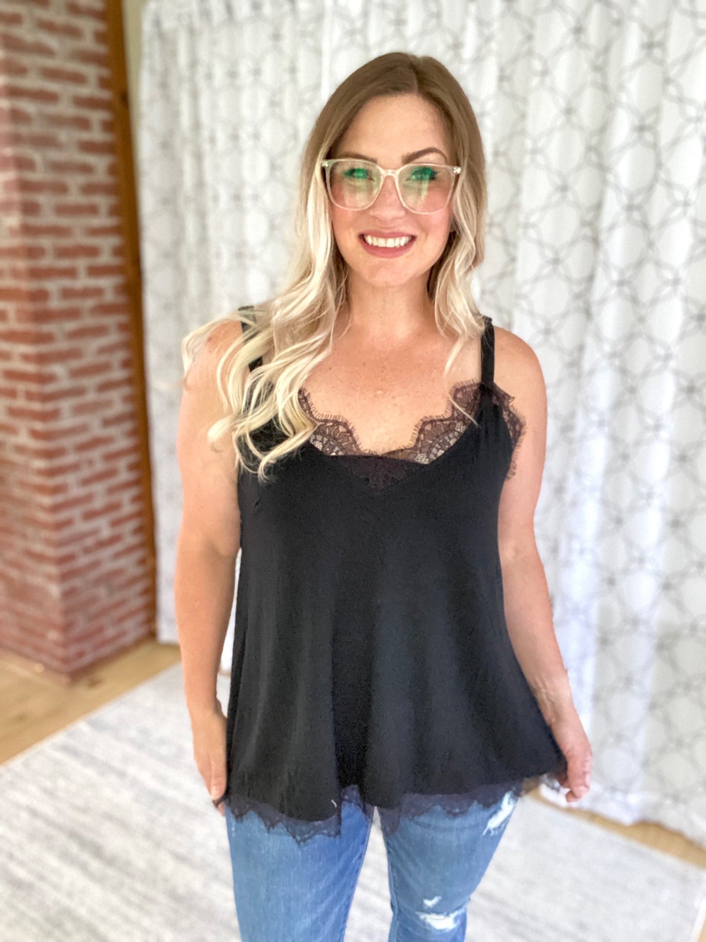 Living in Lace Tank in Black
