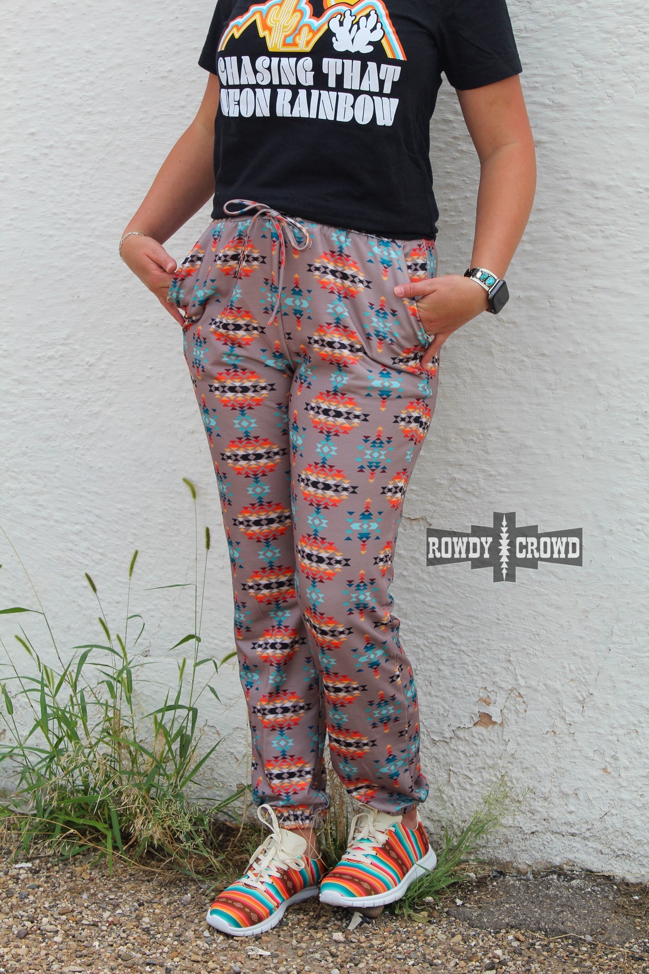Western Apparel, Western pants, Western Fashion, Western Boutique, Western Wholesale, cowgirl pants, western outfits, western attire, western style pants, western aztec print pants, wholesale clothing, aztec print pants, western jogger style pants, western joggers, western lounge pants, western aztec joggers