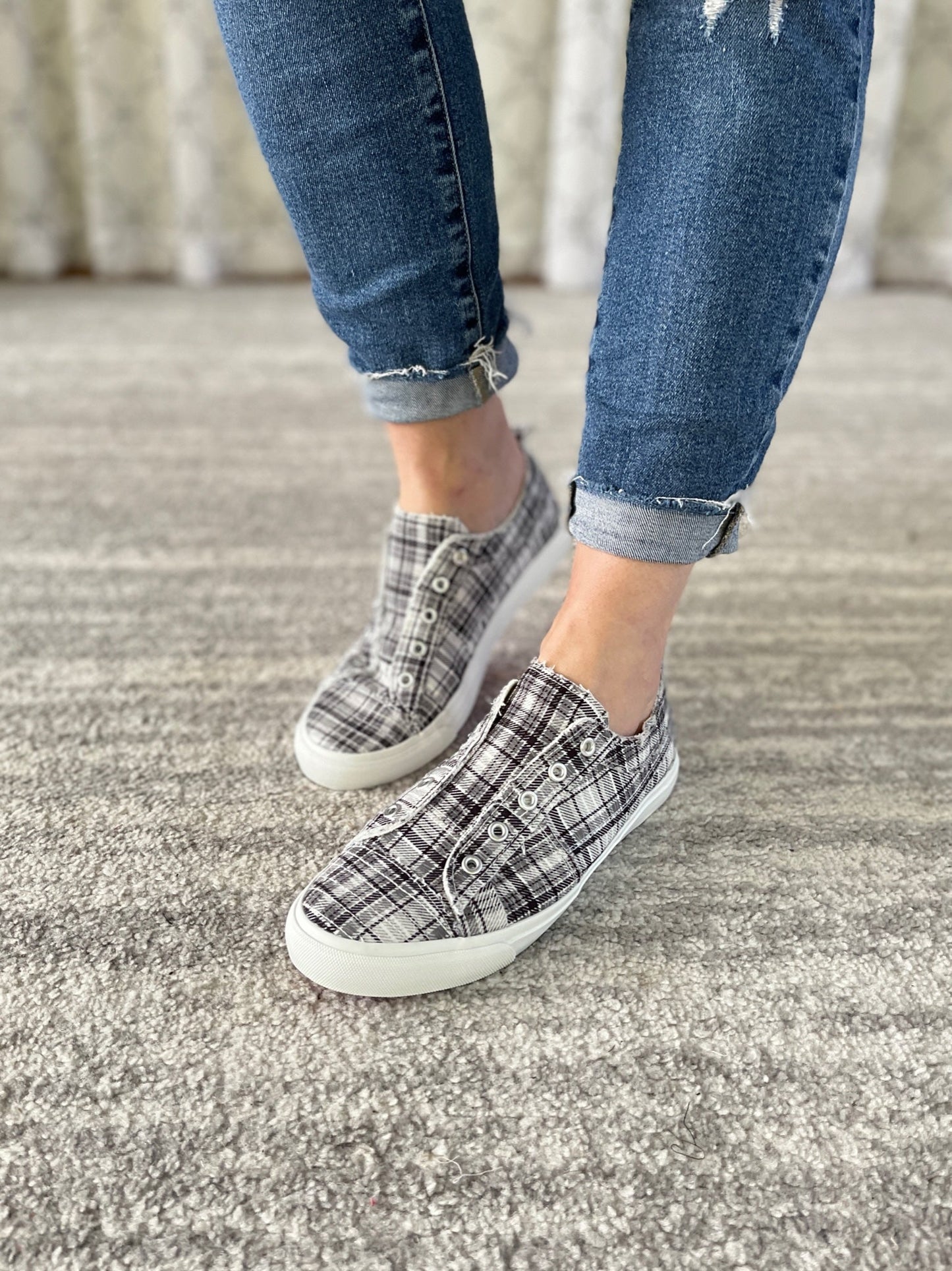 My Gray Plaid Babalu Shoes