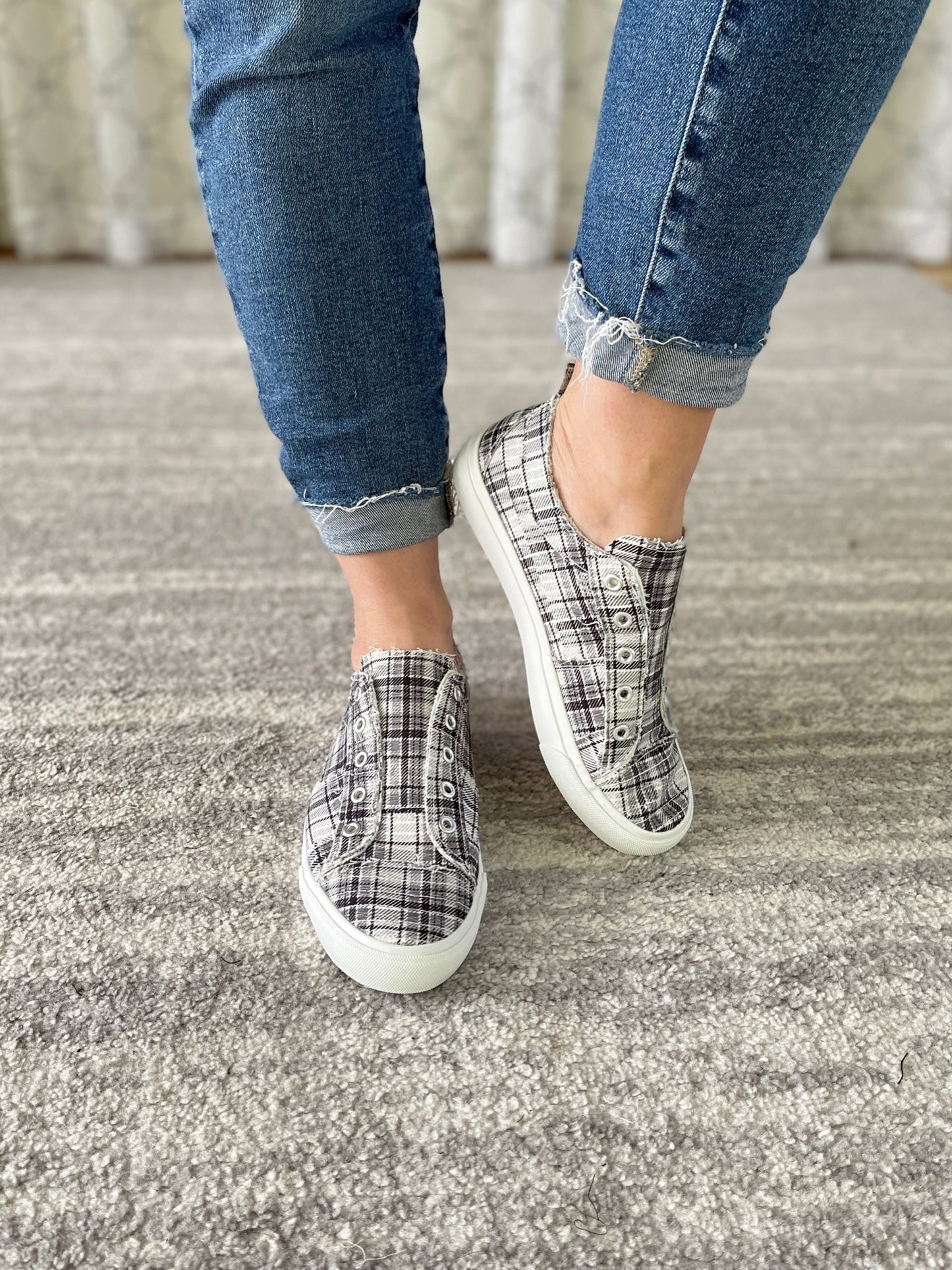 My Gray Plaid Babalu Shoes