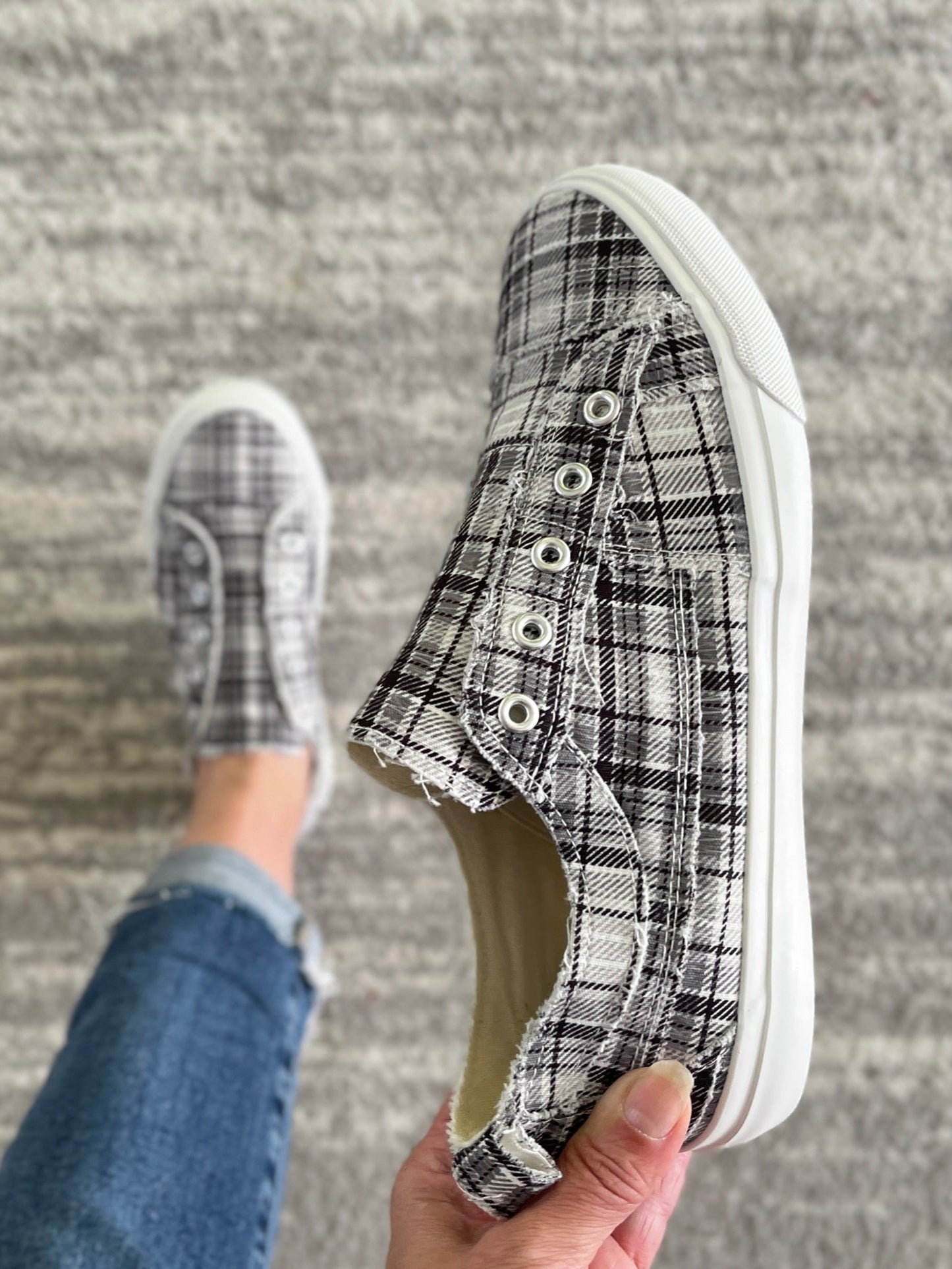 My Gray Plaid Babalu Shoes